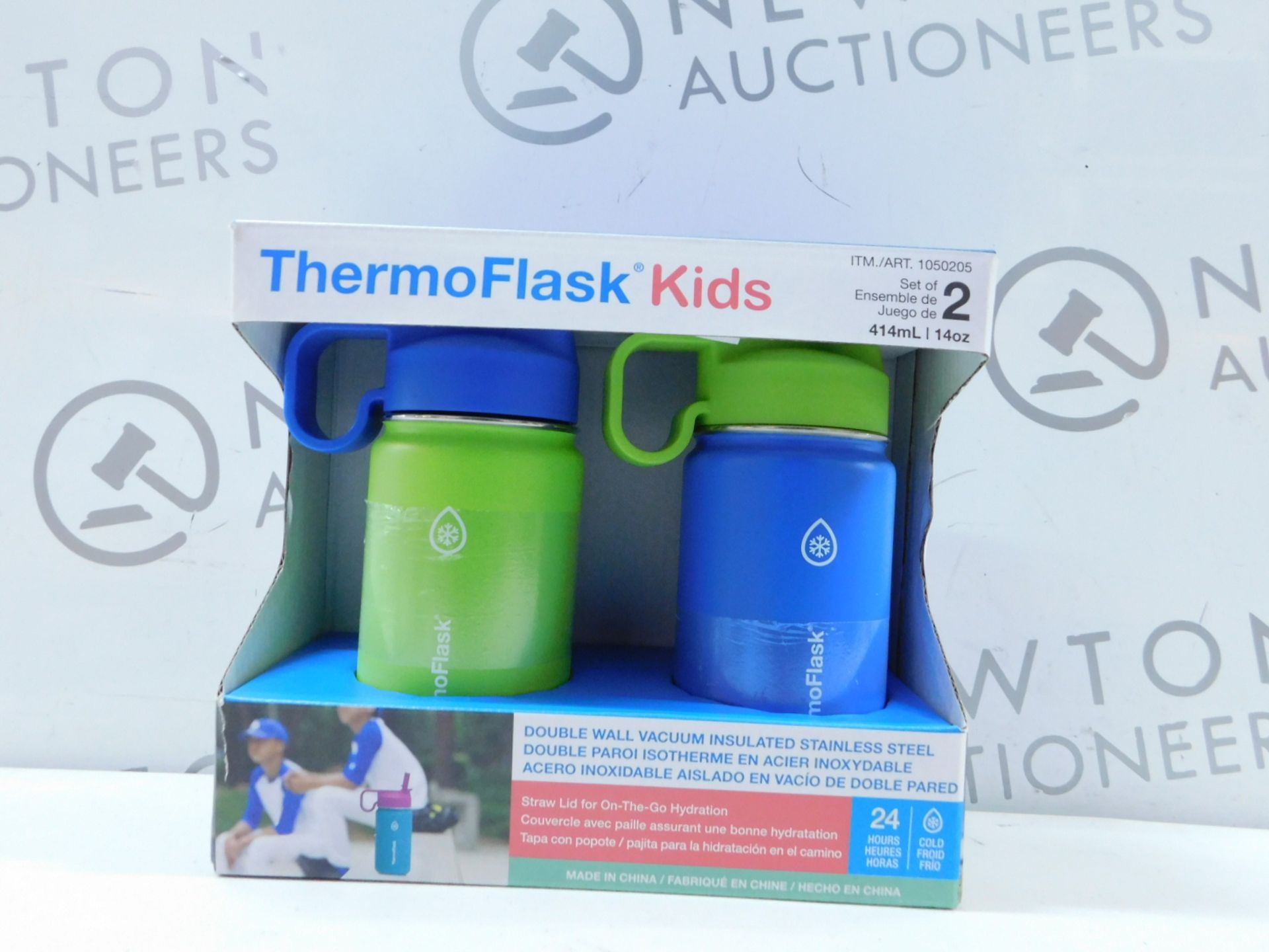 1 BRAND NEW BOXED SET OF 2 THERMOFLASK KIDS DOUBLE WALL VACUUM INSULATED STAINLESS STEEL WATER