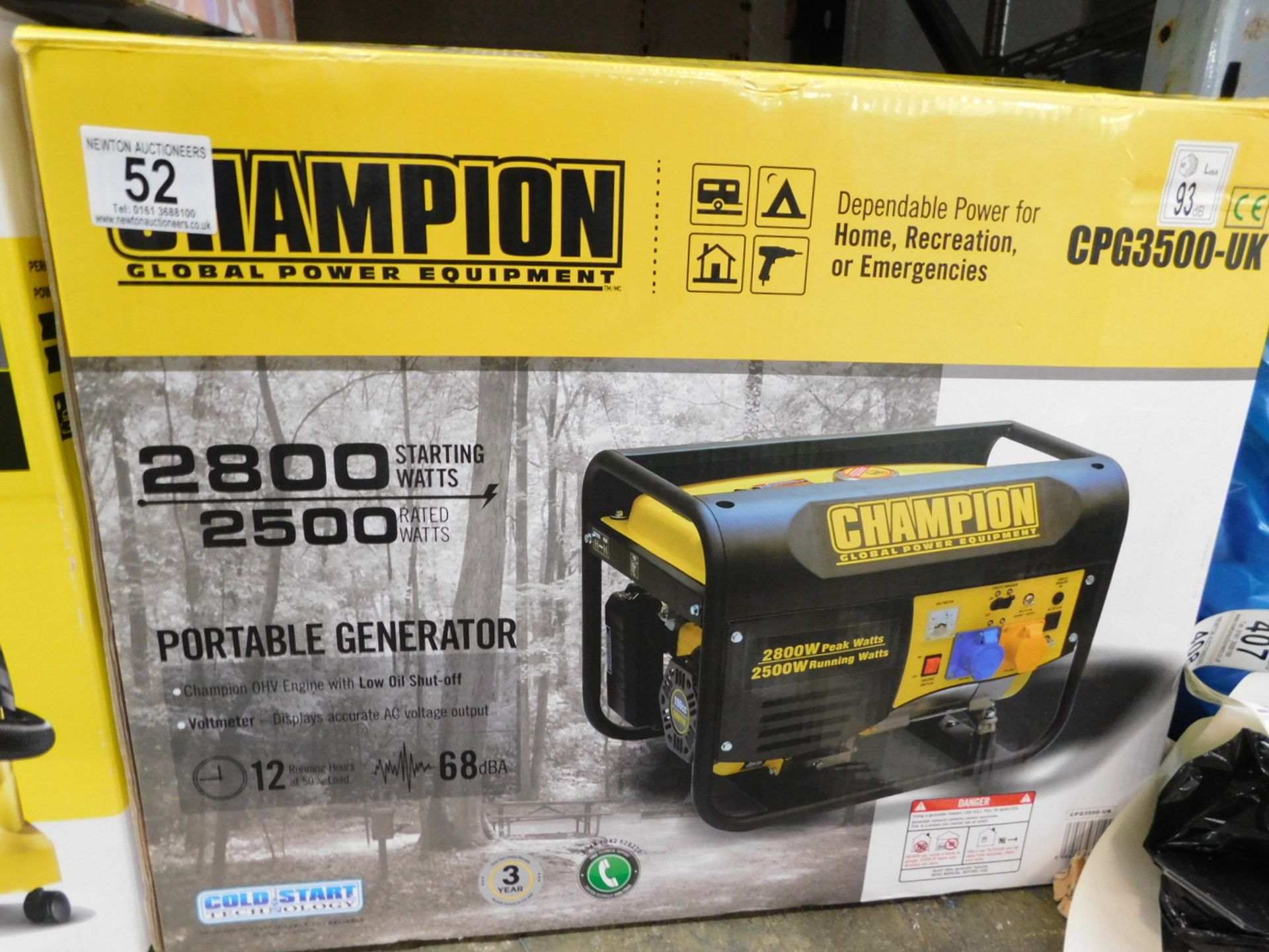 1 BOXED CHAMPION 196CC CPG3500 50HZ 120/240V PETROL GENERATOR RRP Â£349.99