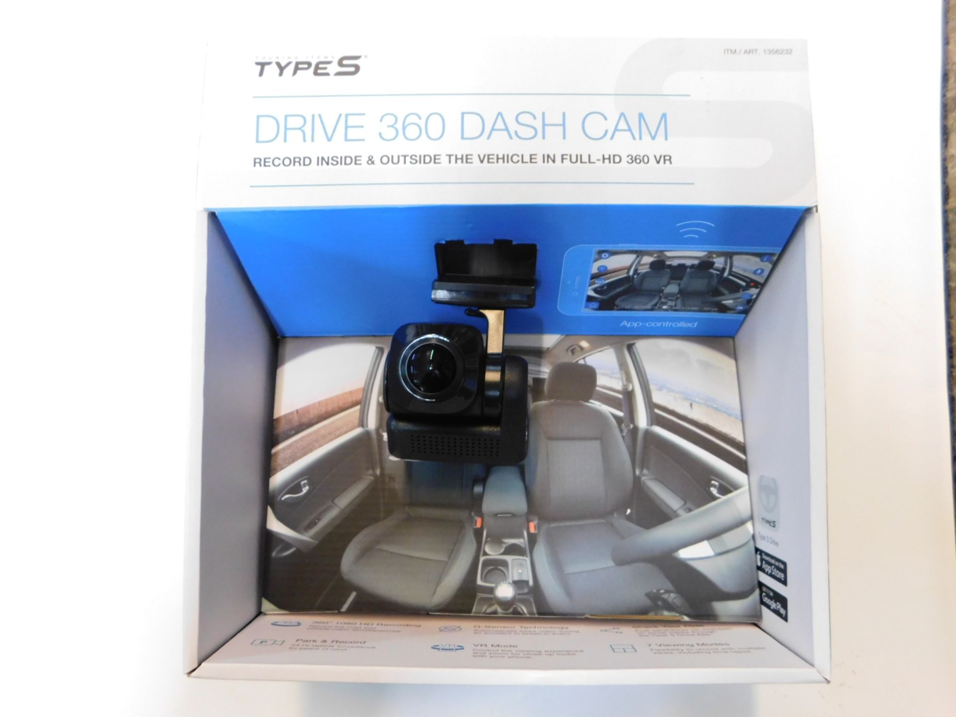 1 BOXED TYPES DRIVE 360 DASH CAM RRP Â£149.99