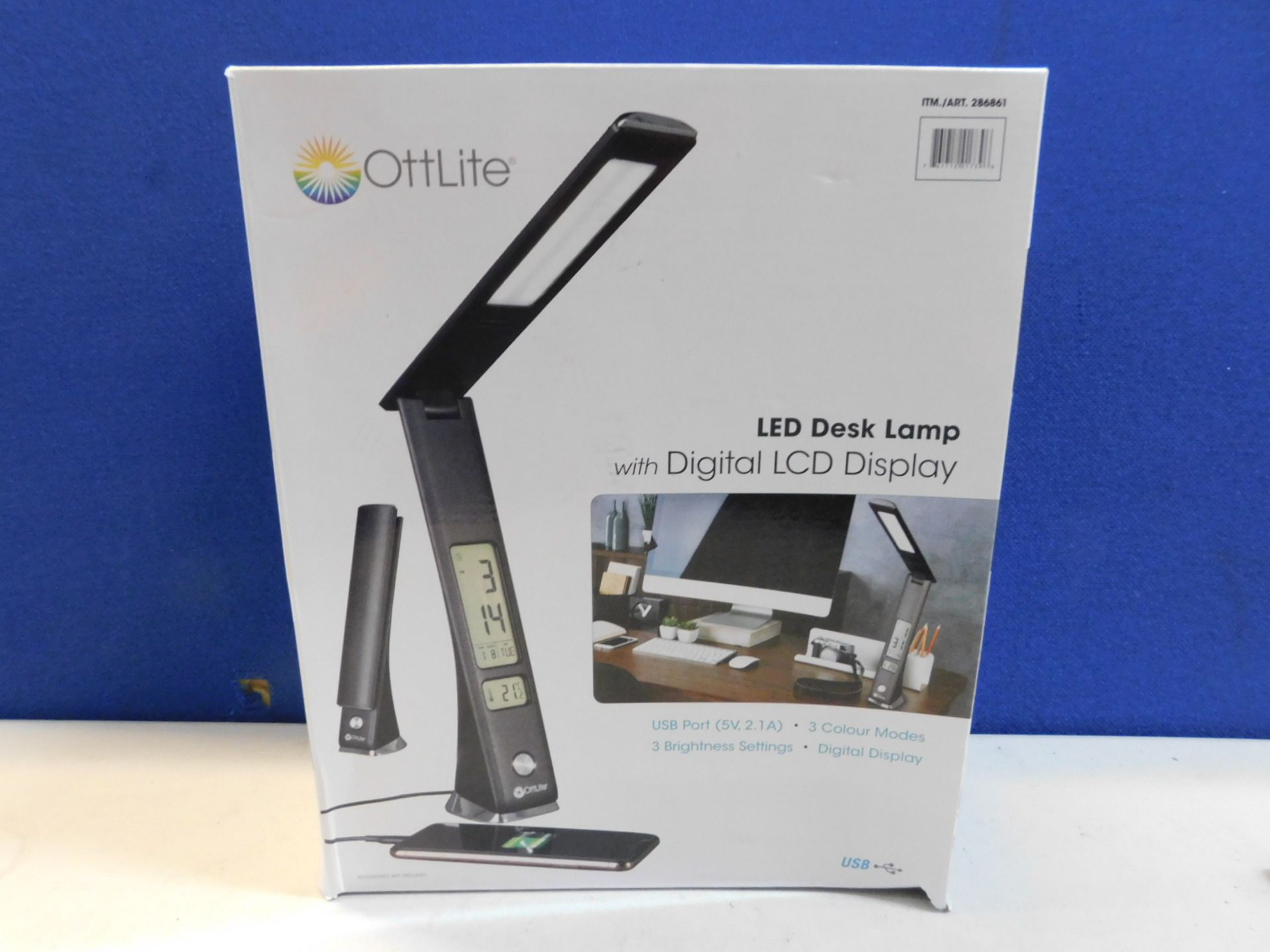 1 BOXED OTTLITE LED DESK LAMP WITH DIGITAL LCD DISPLAY RRP Â£49.99