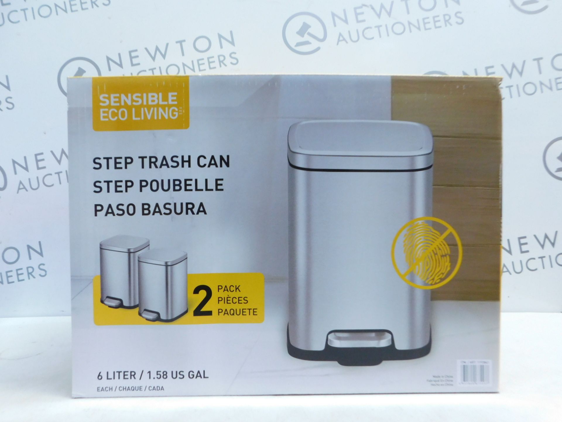 1 BOXED SET OF 2 SENSIBLE ECO LIVING STAINLESS STEEL PEDAL BINS RRP Â£39.99