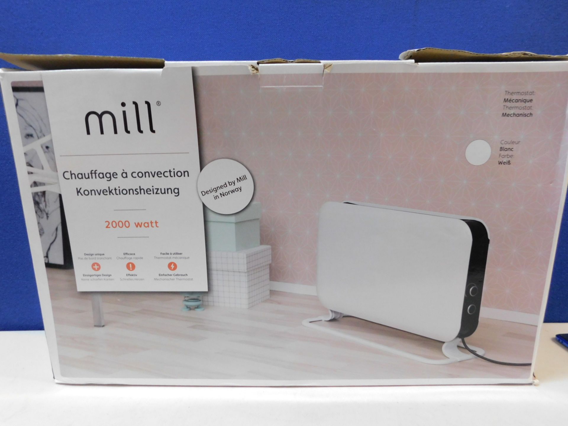 1 BOXED MILL 2000W CONVECTION HEATER WITH FAN RRP Â£119.99