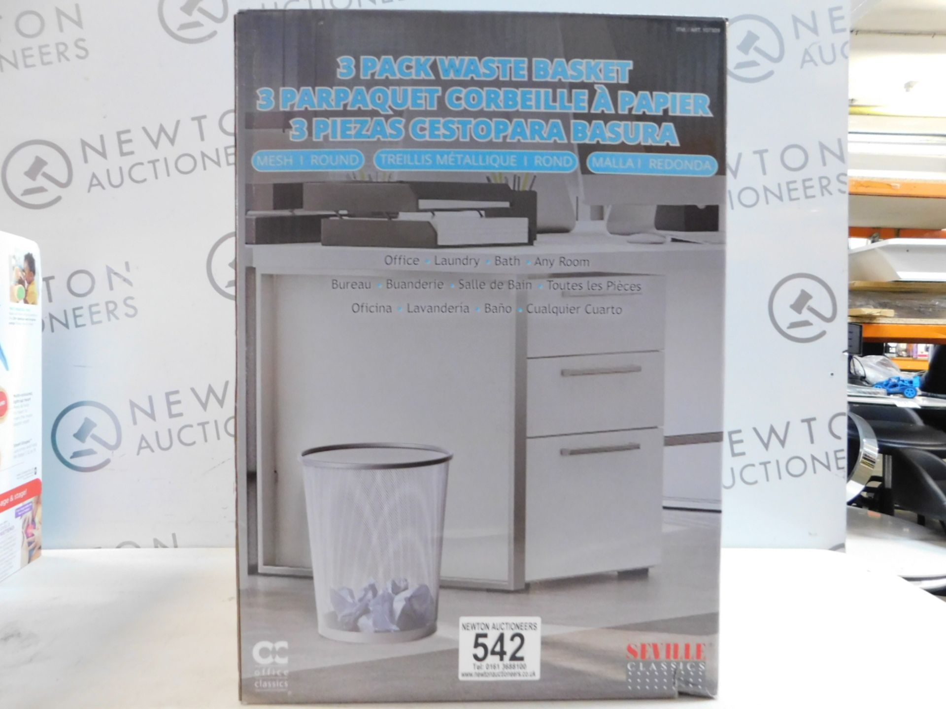 1 BOXED SEVILLE CLASSICS 3PK OFFICE WASTE BINS RRP Â£39.99