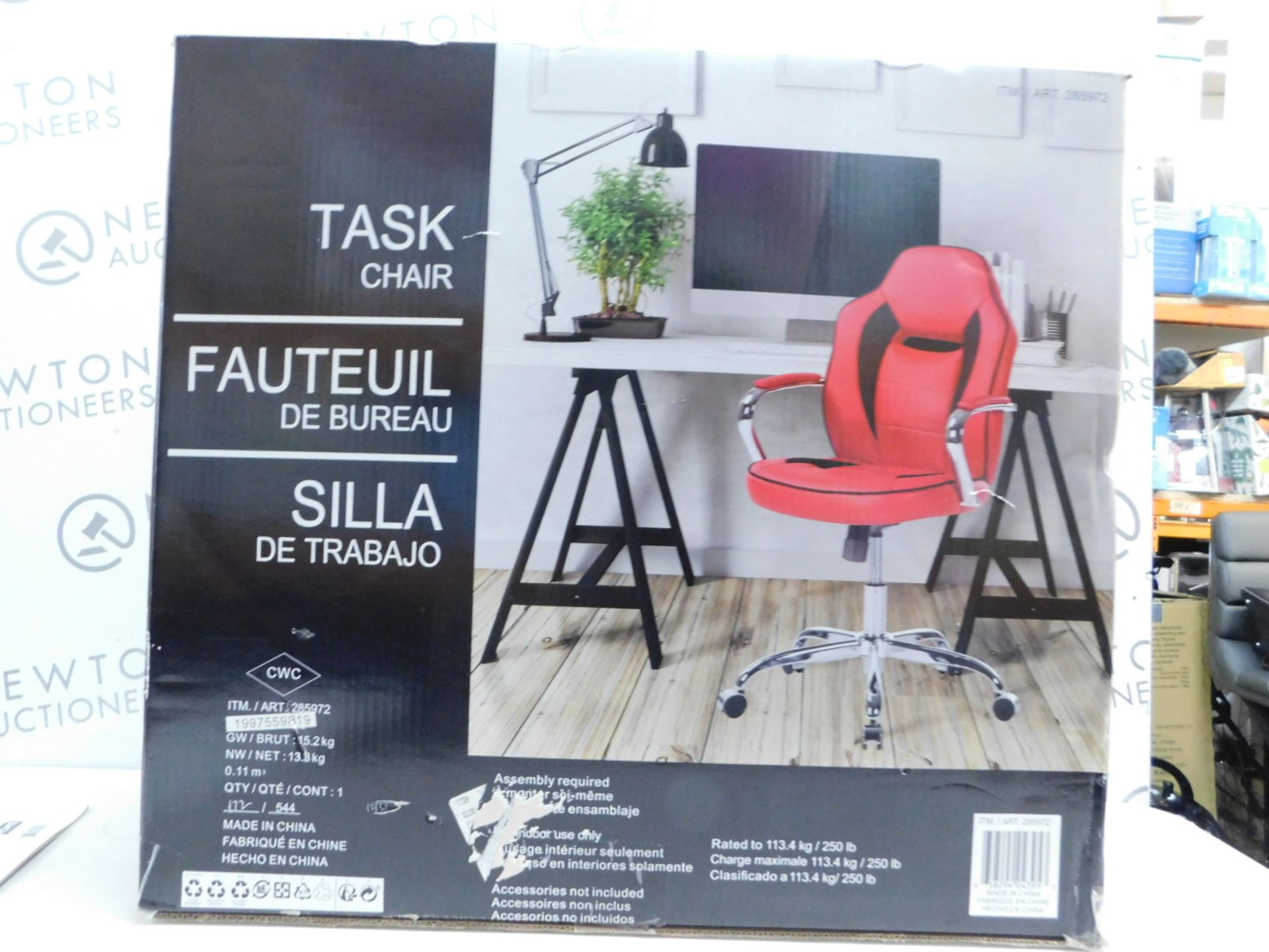 1 BOXED GLOBAL FURNITURE SPORTY RACER RED BONDED LEATHER OFFICE CHAIR RRP Â£89.99