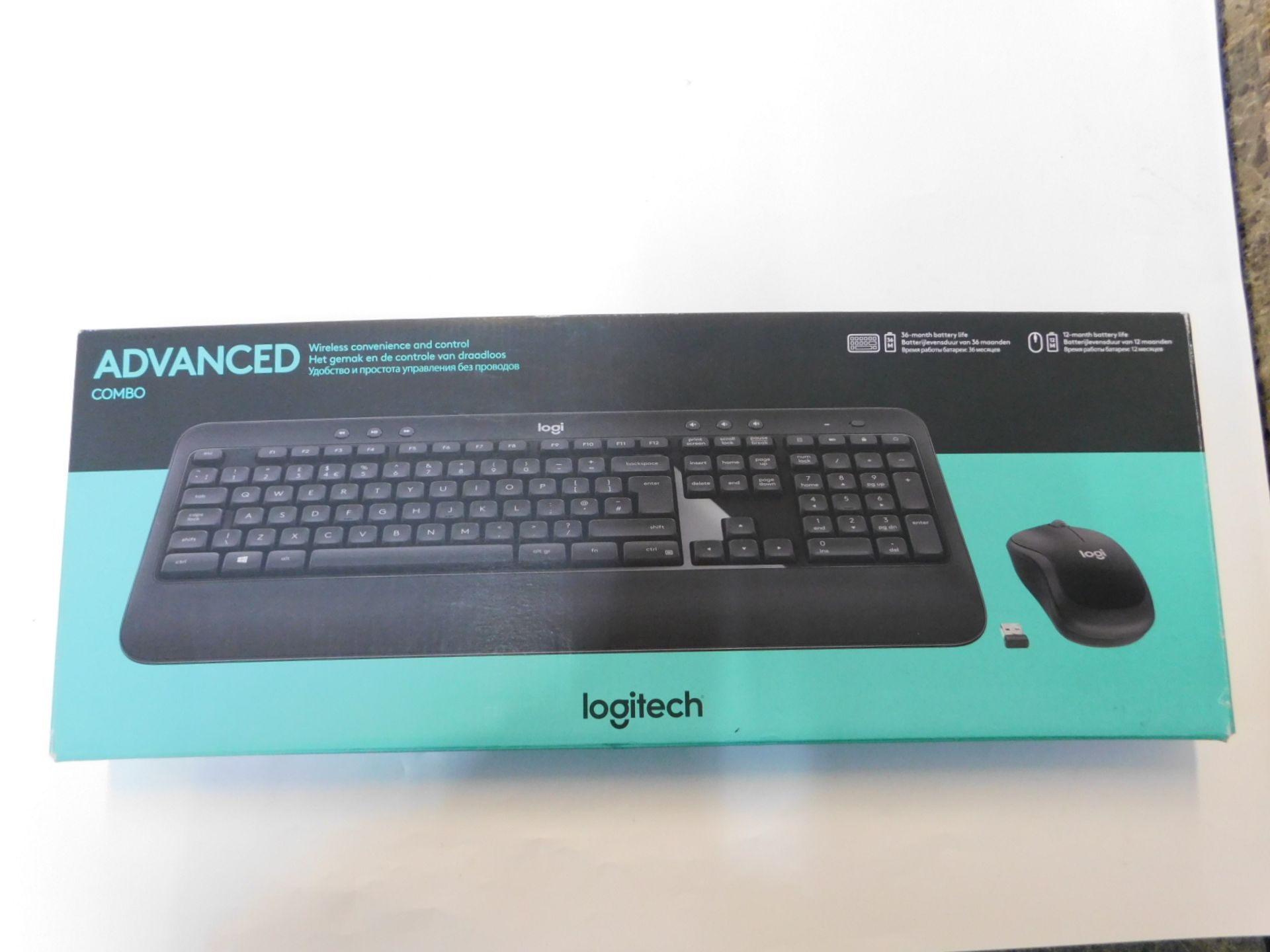 1 BOXED LOGITECH ADVANCED COMBO WIRELESS KEYBOARD AND MOUSE RRP Â£39.99