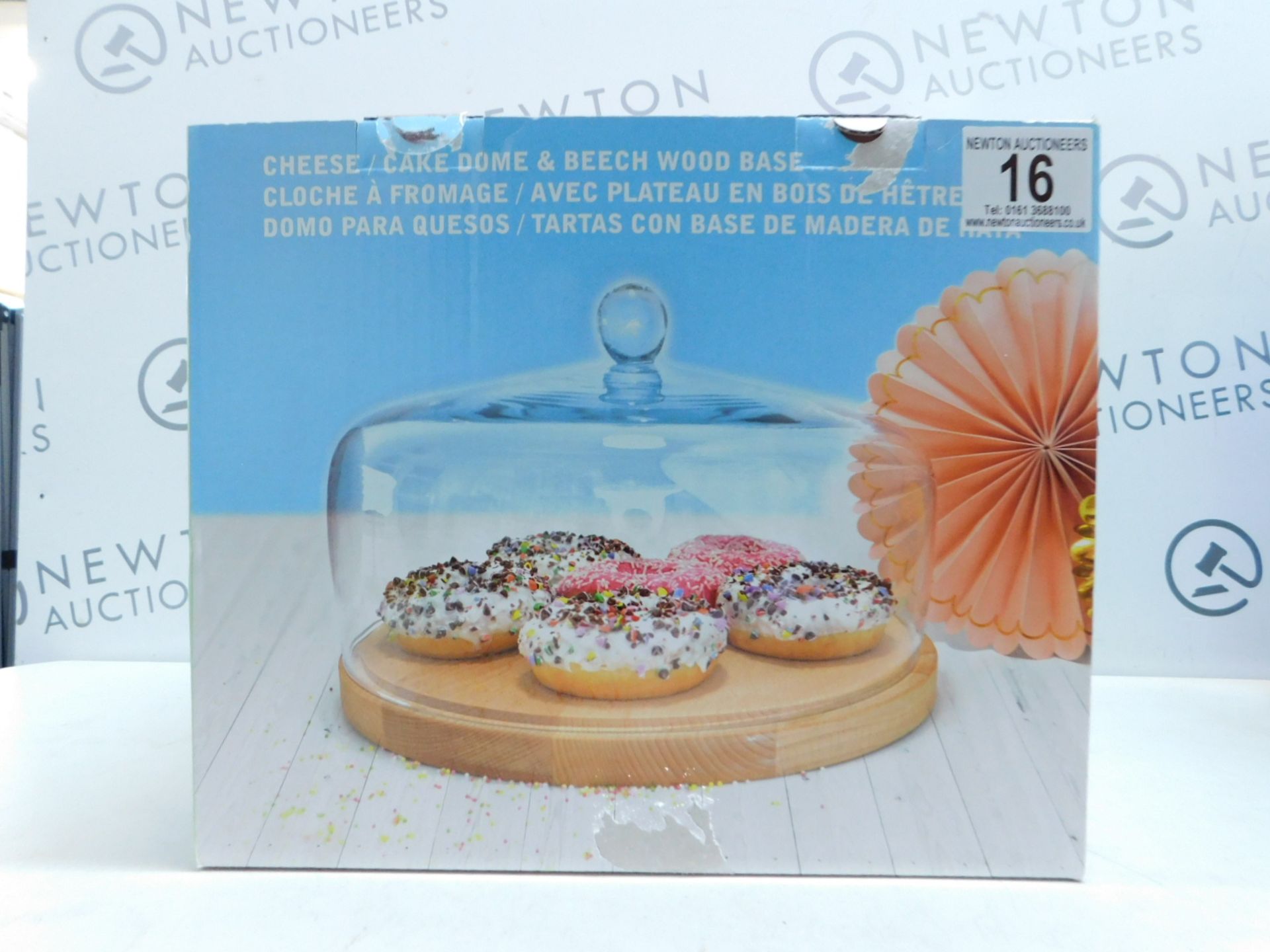 1 BOXED CHEESE/ CAKE DOME & BEECH WOOD BASE RRP Â£39.99