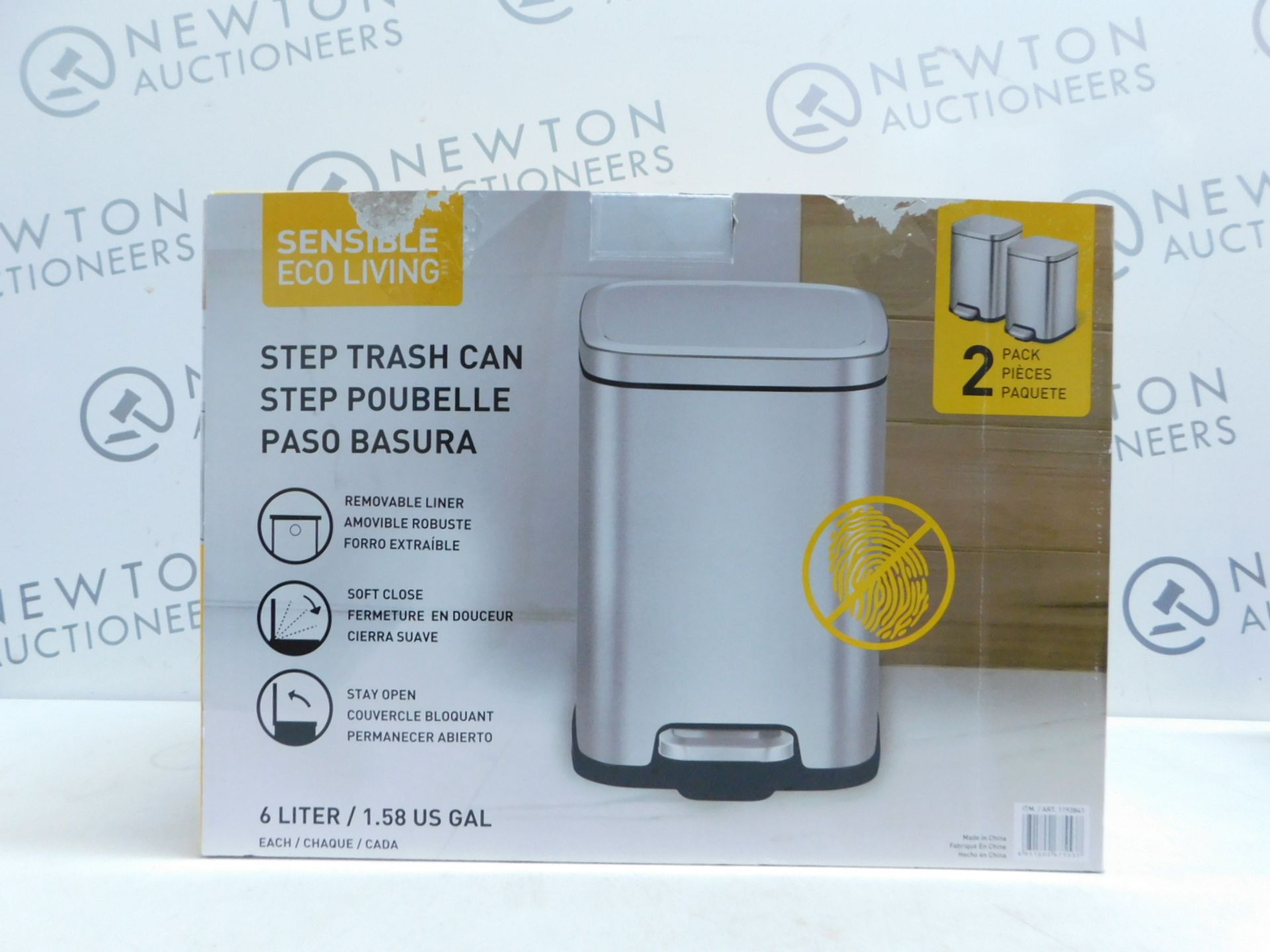 1 BOXED SET OF 2 SENSIBLE ECO LIVING STAINLESS STEEL PEDAL BINS RRP Â£39.99