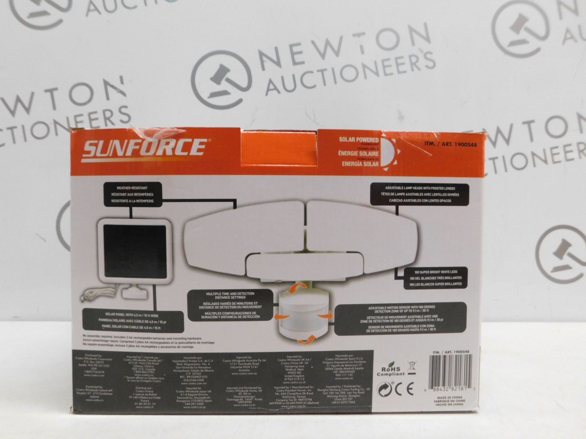 1 BOXED SUNFORCE 150 LED TRIPLE HEAD SOLAR MOTION ACTIVATED LIGHT RRP Â£119.99