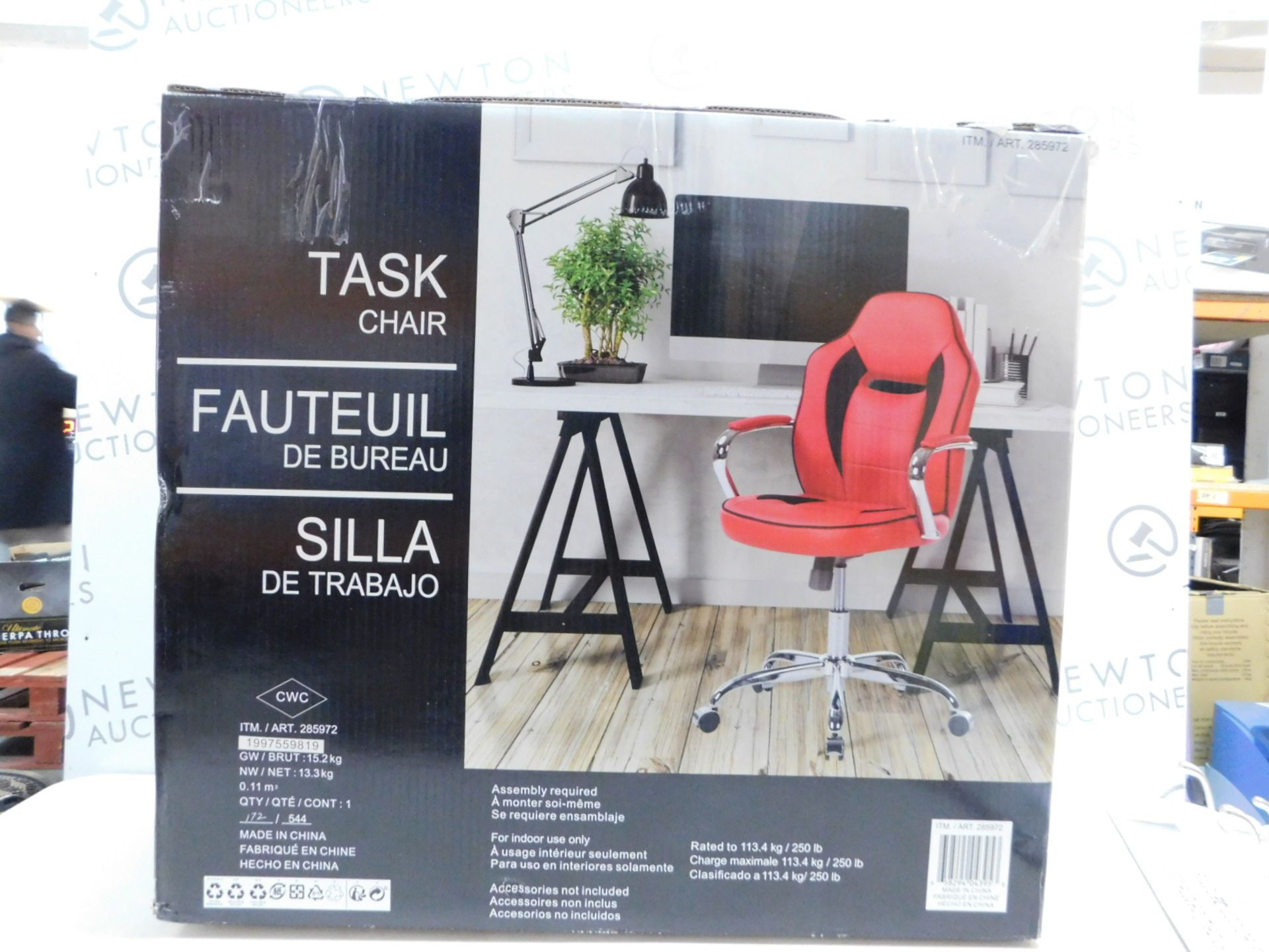 1 BOXED GLOBAL FURNITURE SPORTY RACER RED BONDED LEATHER OFFICE CHAIR RRP Â£89.99