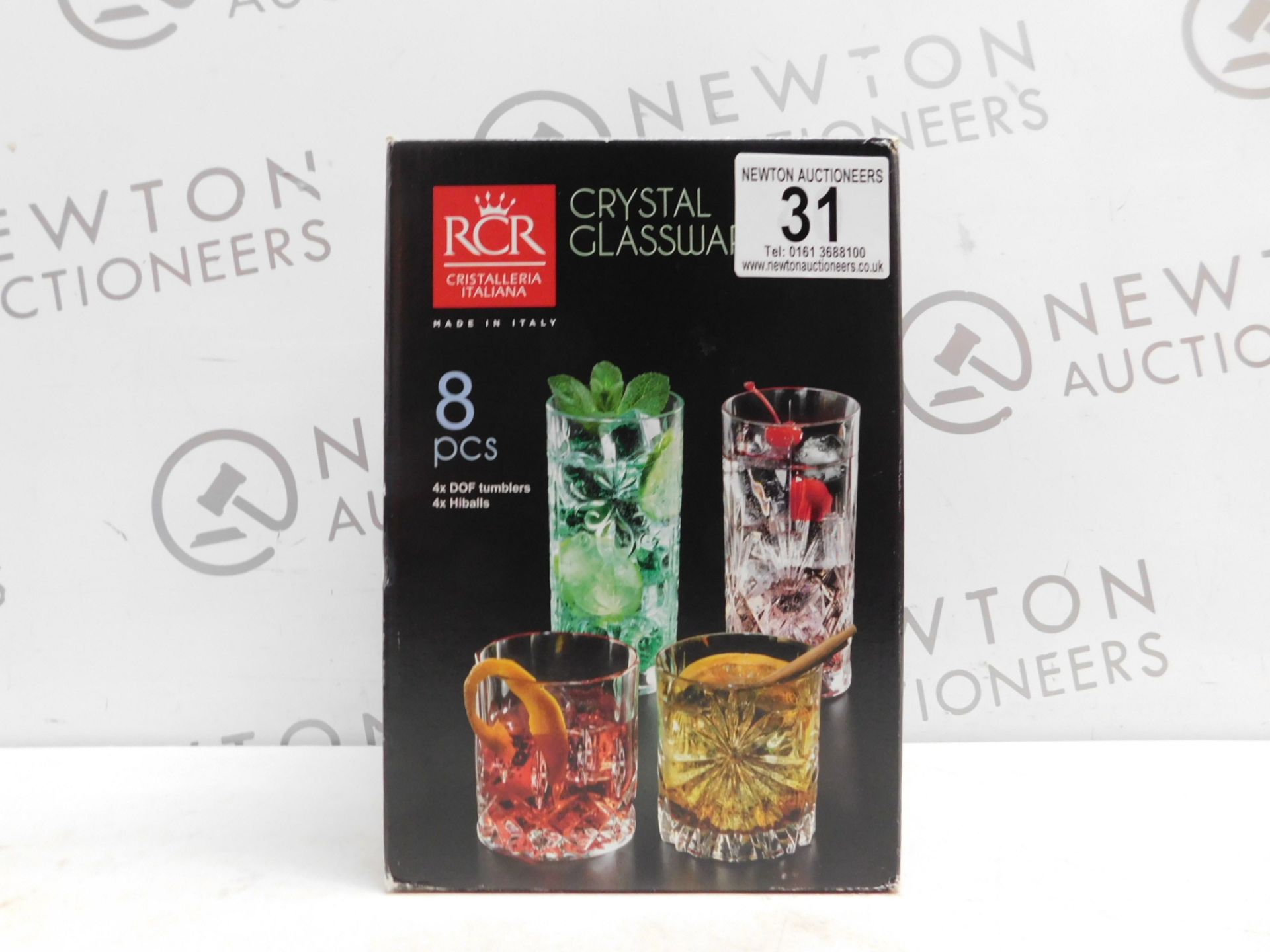 1 BOXED RCR 8PC CRYSTAL GLASSWARE SET RRP Â£29.99