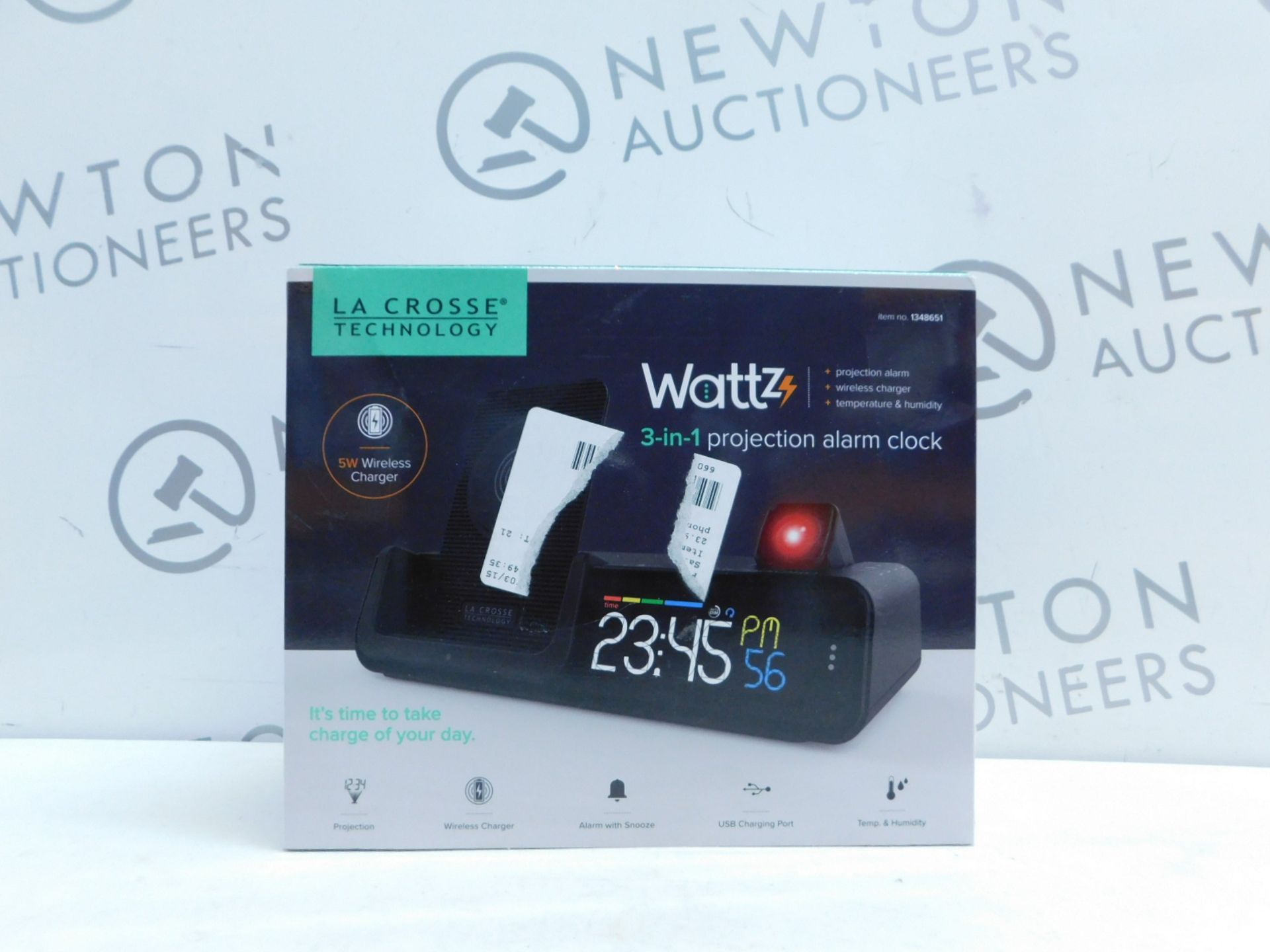 1 BOXED LA CROSSE TECHNOLOGY WATTZ 3-IN-1 WIRELESS CHARGING PROJECTION ALARM CLOCK RRP Â£64.99