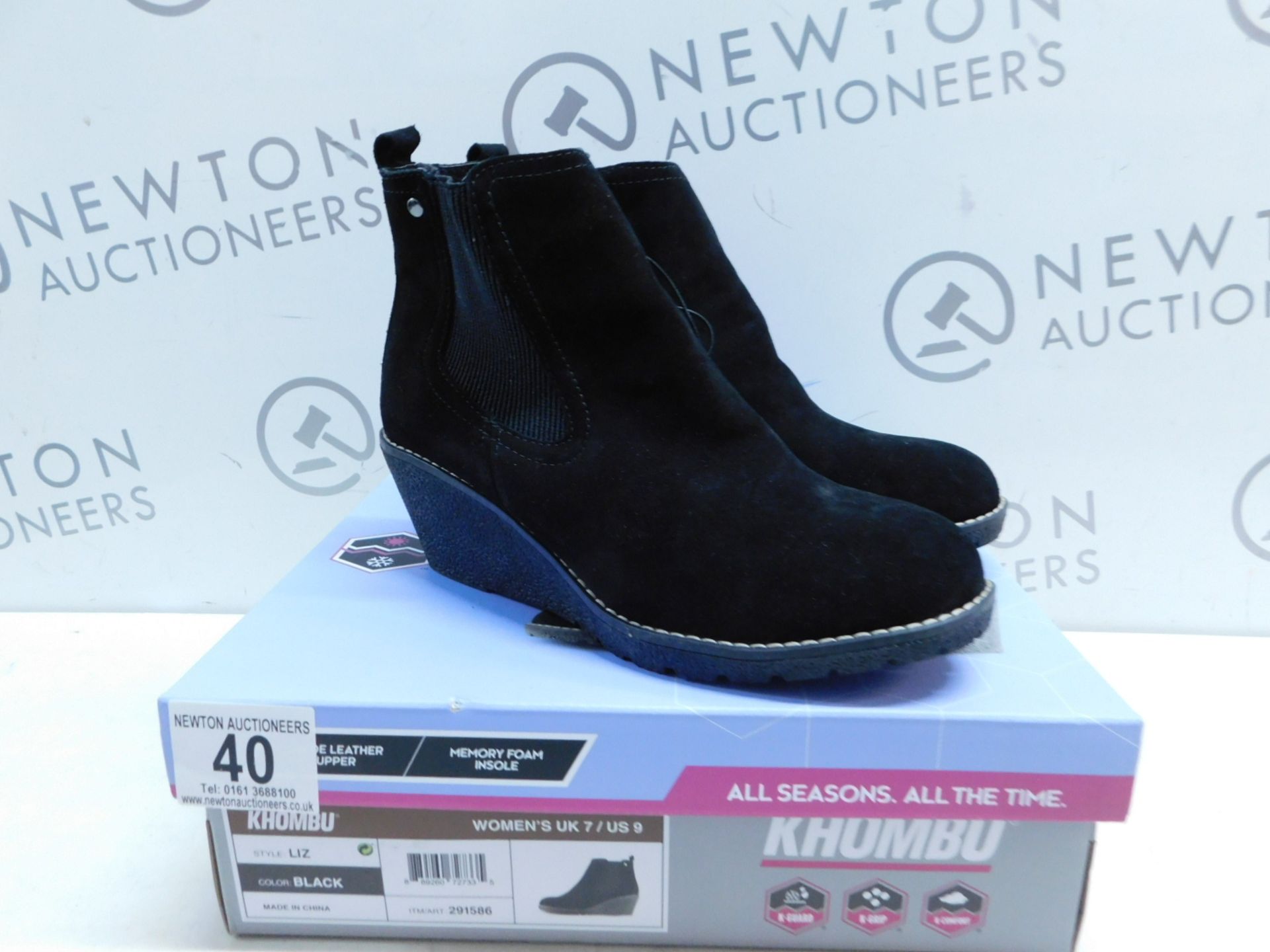 1 BOXED KHOMBU MEMORY FOAM LIZ SUEDE BLACK ANKLE BOOTS SIZE 7 RRP Â£44.99