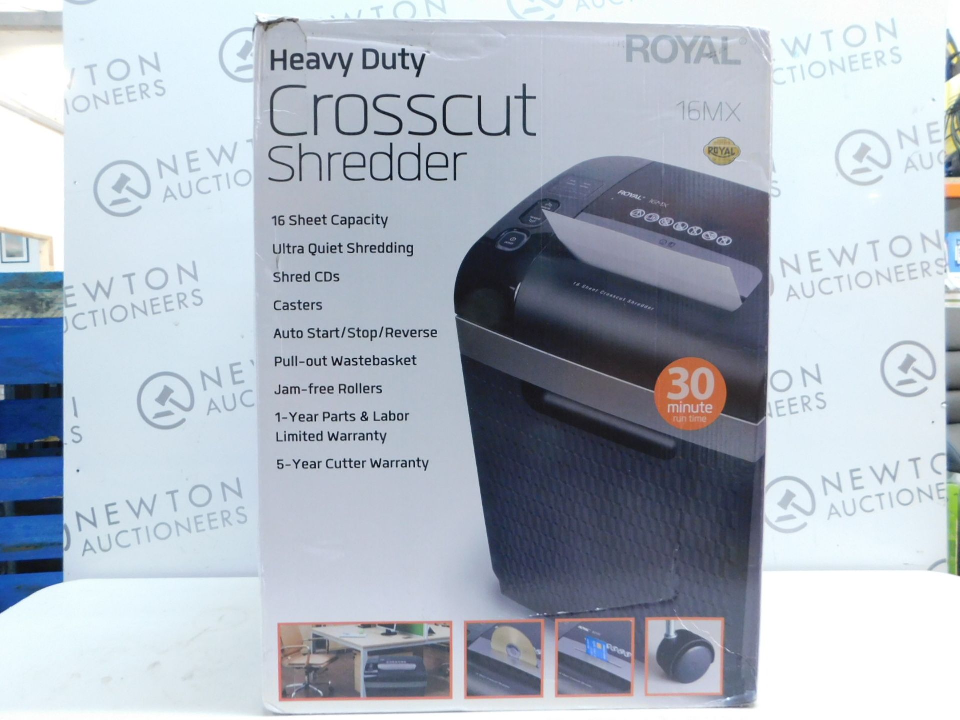 1 BOXED ROYAL 16MX 16-SHEET HEAVY DUTY CROSS CUT SHREDDER RRP Â£129.99