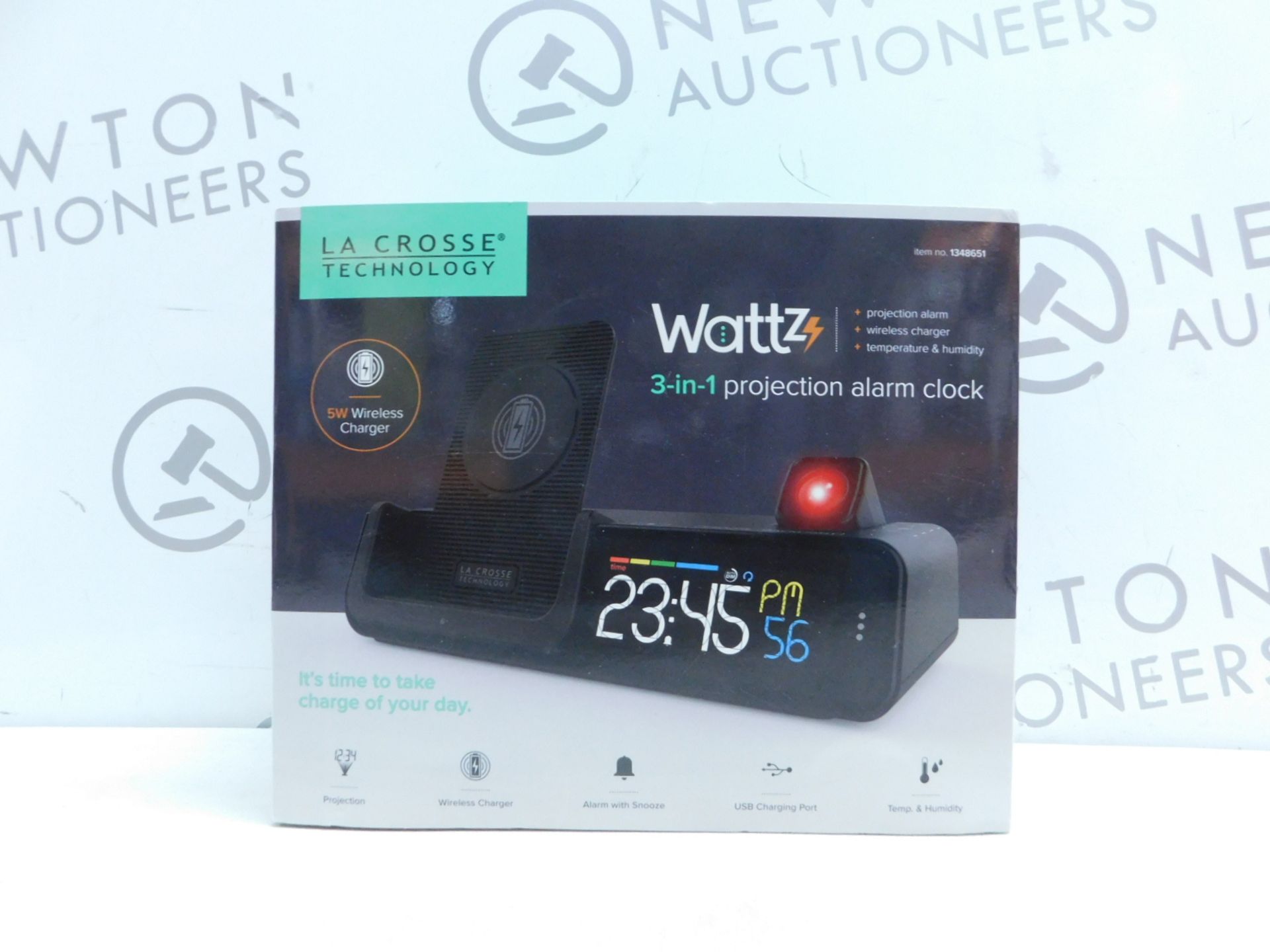 1 BOXED LA CROSSE TECHNOLOGY WATTZ 3-IN-1 WIRELESS CHARGING PROJECTION ALARM CLOCK RRP Â£64.99