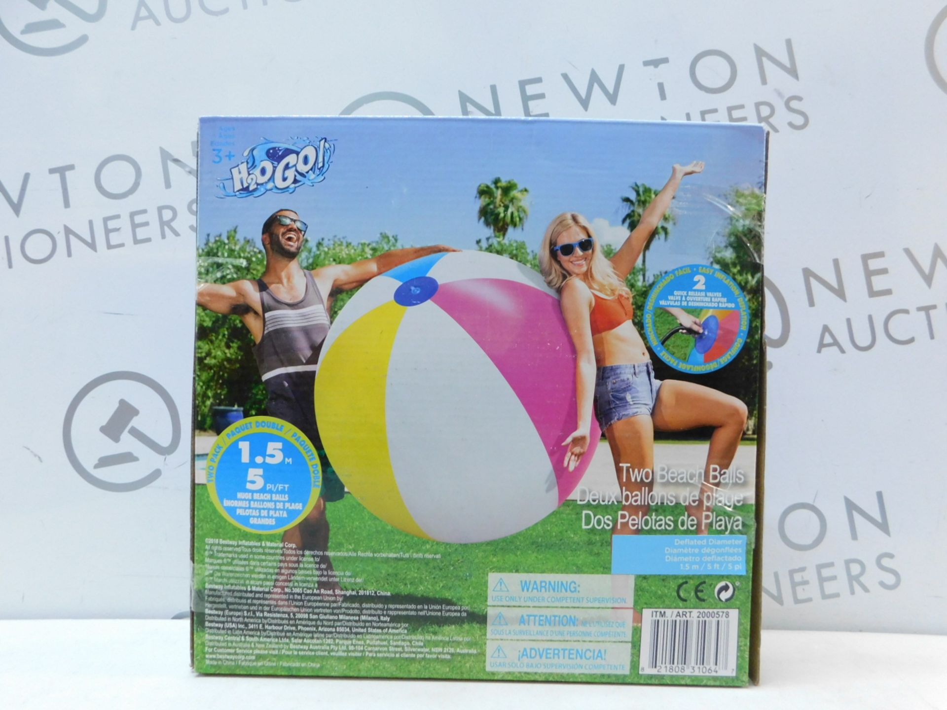 1 BRAND NEW BOXED SET OF 2 BESTWAY 60" H2O GO INFLATABLE BEACH BALLS RRP Â£19.99