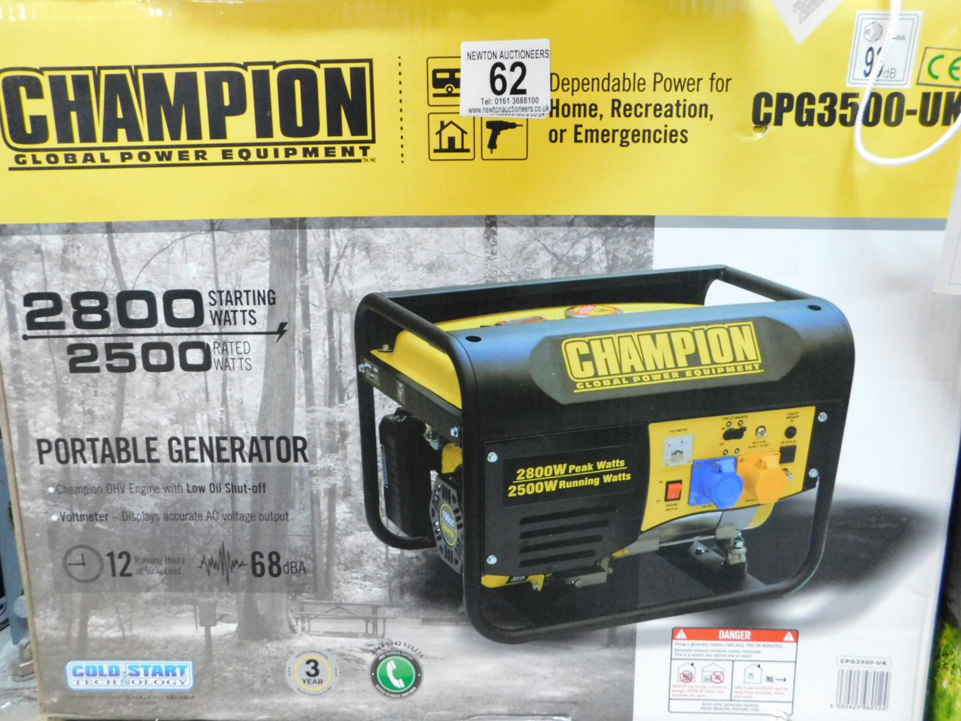 1 BOXED CHAMPION 196CC CPG3500 50HZ 120/240V PETROL GENERATOR RRP Â£349.99