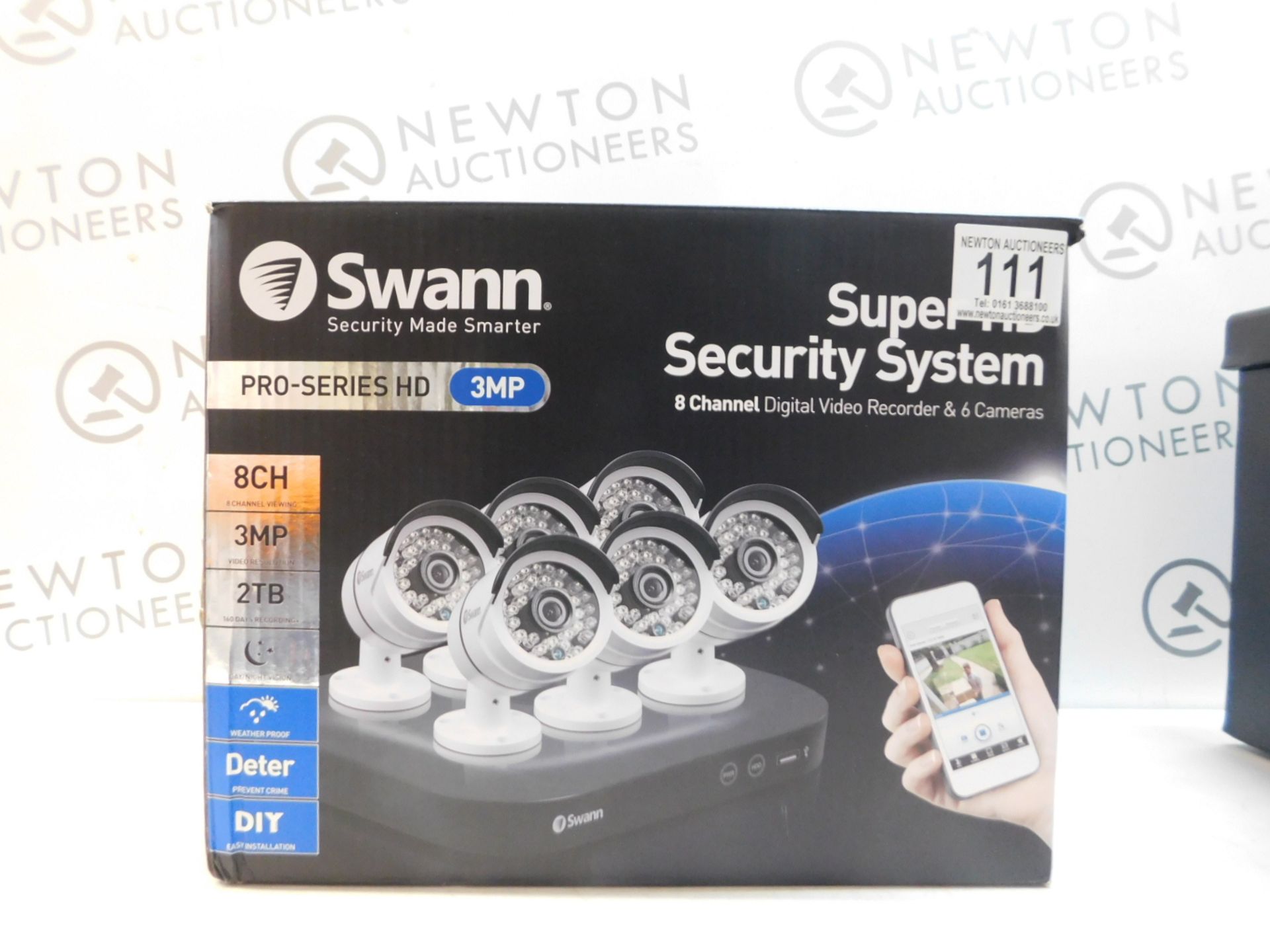 1 BOXED SWANN PRO-SERIES HD SECURITY SYSTEM - DVR8-4750 8CH 3MP HD DIGITAL VIDEO RECORDER & 6 PRO-