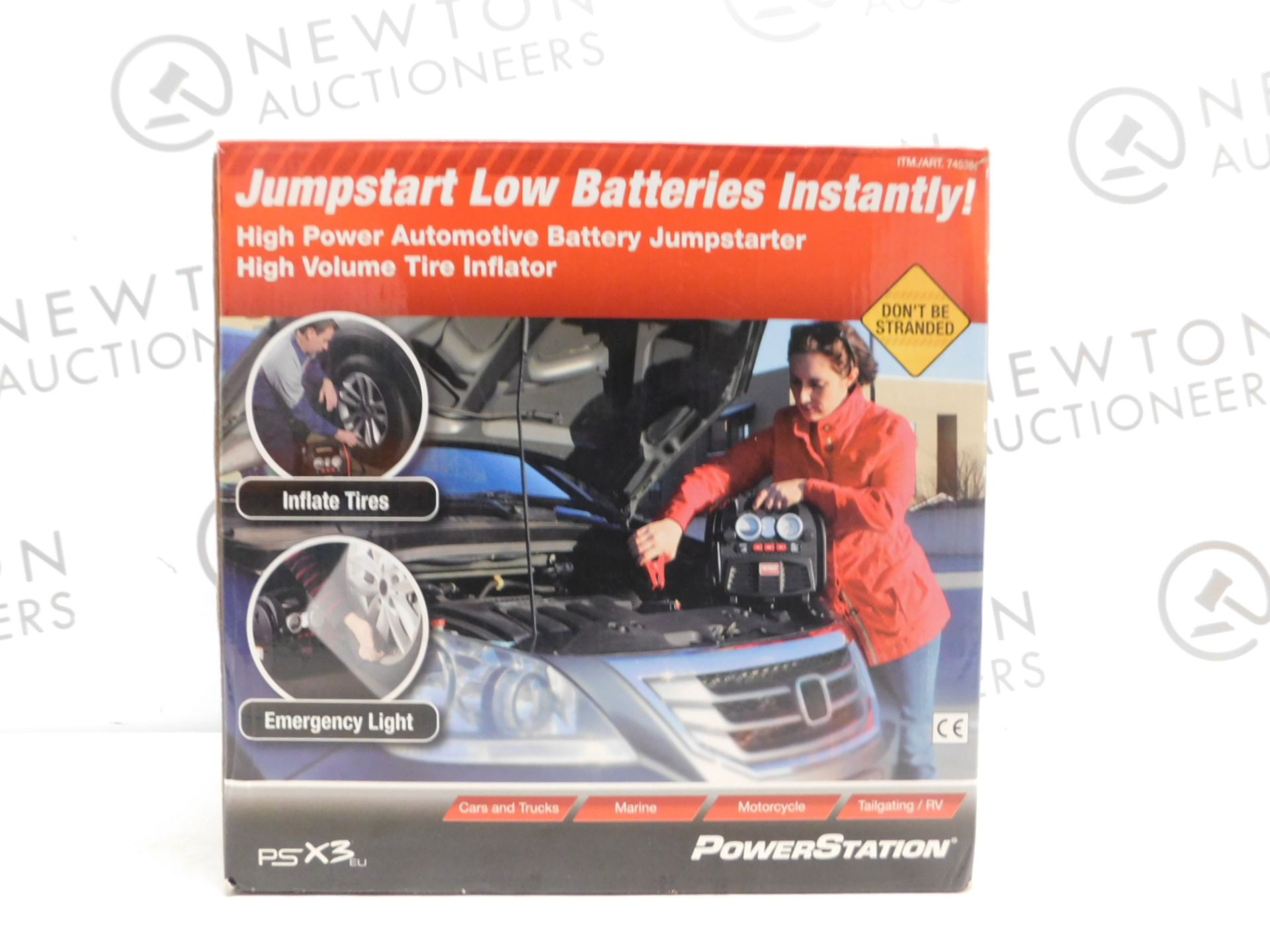 1 BOXED POWERSTATION PSX3 BATTERY JUMPSTARTER WITH BUILT IN LIGHT AND COMPRESSOR RRP Â£159