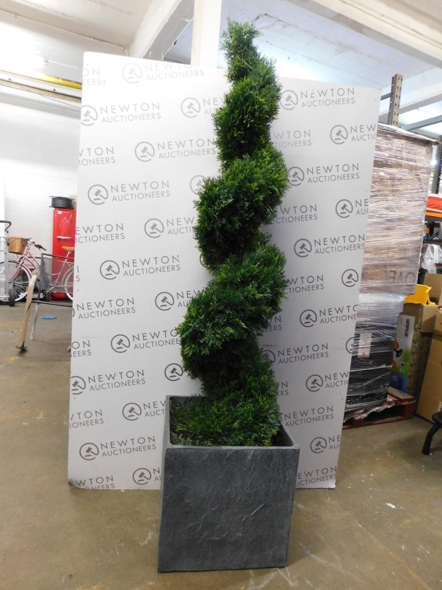 1 TREE LOCATE LARGE SPIRAL ARTIFICIAL PLANT IN STONE PLANTER RRP Â£149.99