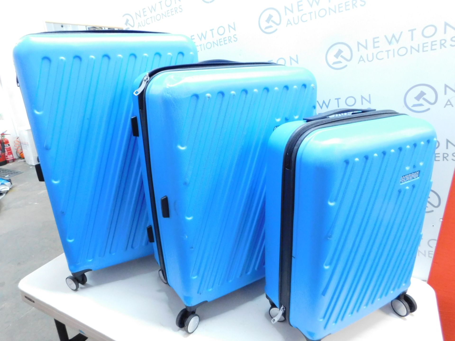 1 AMERICAN TOURISTER 3-PIECE VISBY COMBI-LOCK SEA BLUE HARDSIDE PROTECTION LUGGAGE CASES RRP Â£229.