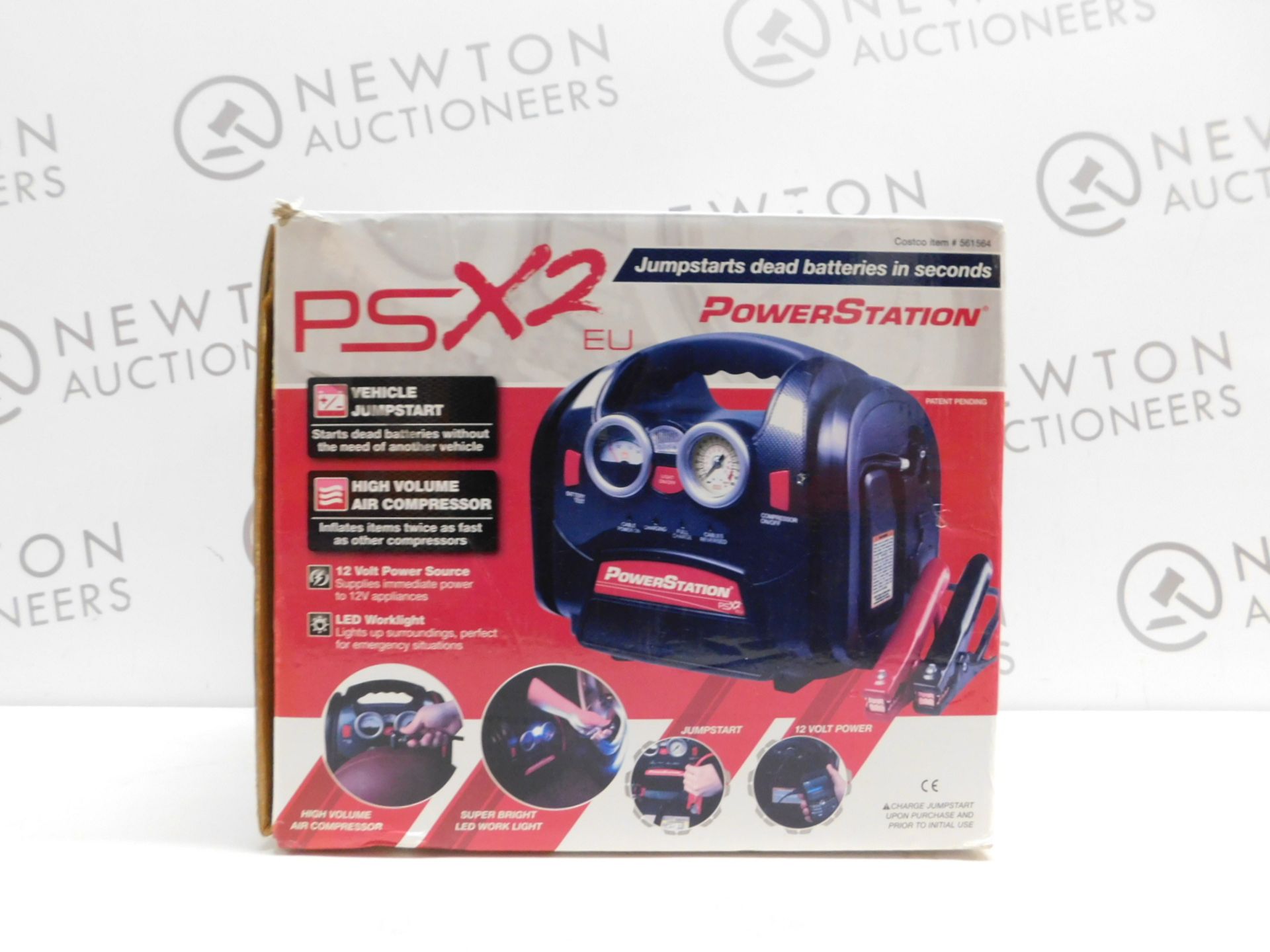 1 BOXED POWERSTATION PSX2 BATTERY JUMPSTARTER WITH BUILT IN LIGHT AND COMPRESSOR RRP Â£89.99