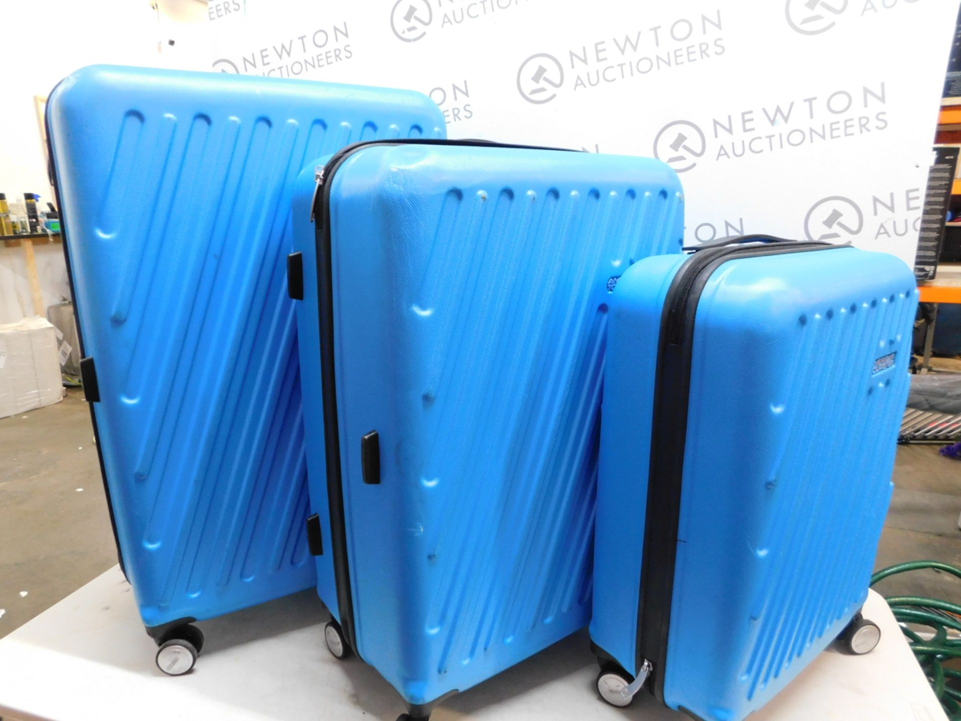 1 AMERICAN TOURISTER 3-PIECE VISBY COMBI-LOCK SEA BLUE HARDSIDE PROTECTION LUGGAGE CASES RRP Â£229.