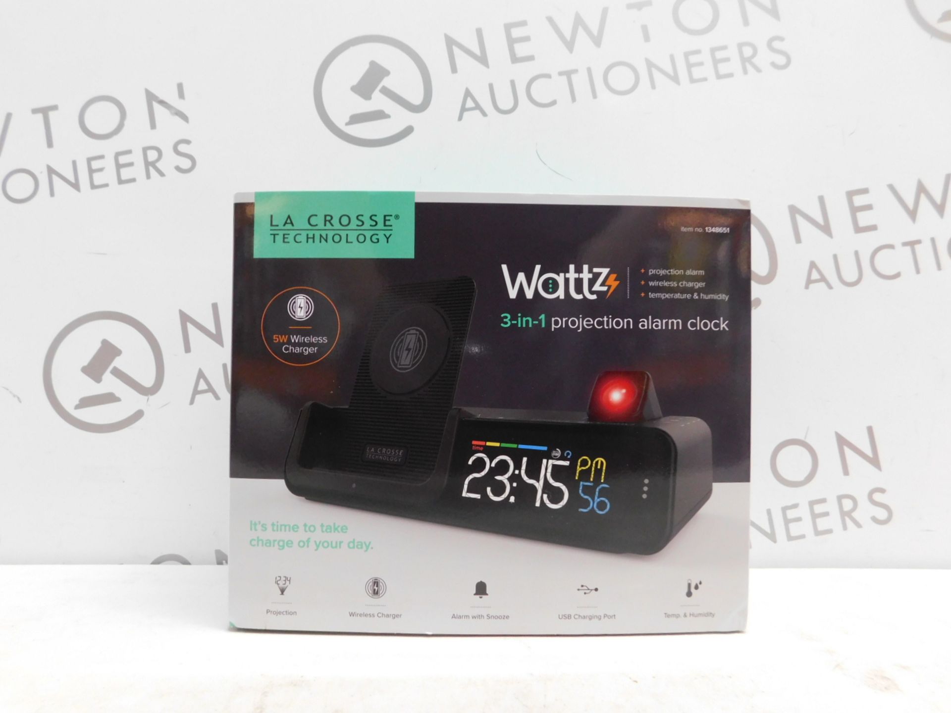 1 BOXED LA CROSSE TECHNOLOGY WATTZ 3-IN-1 WIRELESS CHARGING PROJECTION ALARM CLOCK RRP Â£64.99