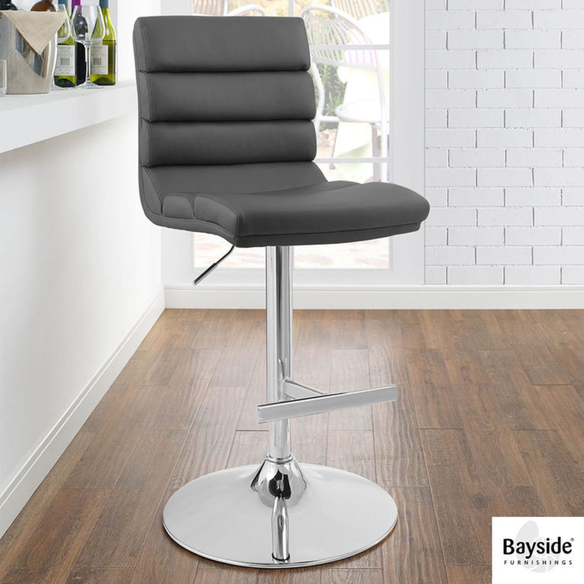 1 BAYSIDE FURNISHINGS GREY FAUX LEATHER GAS LIFT BAR STOOL RRP Â£119 (GENERIC IMAGE GUIDE)