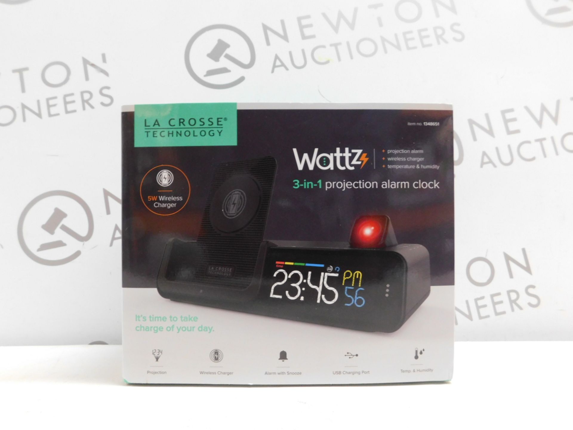 1 BOXED LA CROSSE TECHNOLOGY WATTZ 3-IN-1 WIRELESS CHARGING PROJECTION ALARM CLOCK RRP Â£64.99