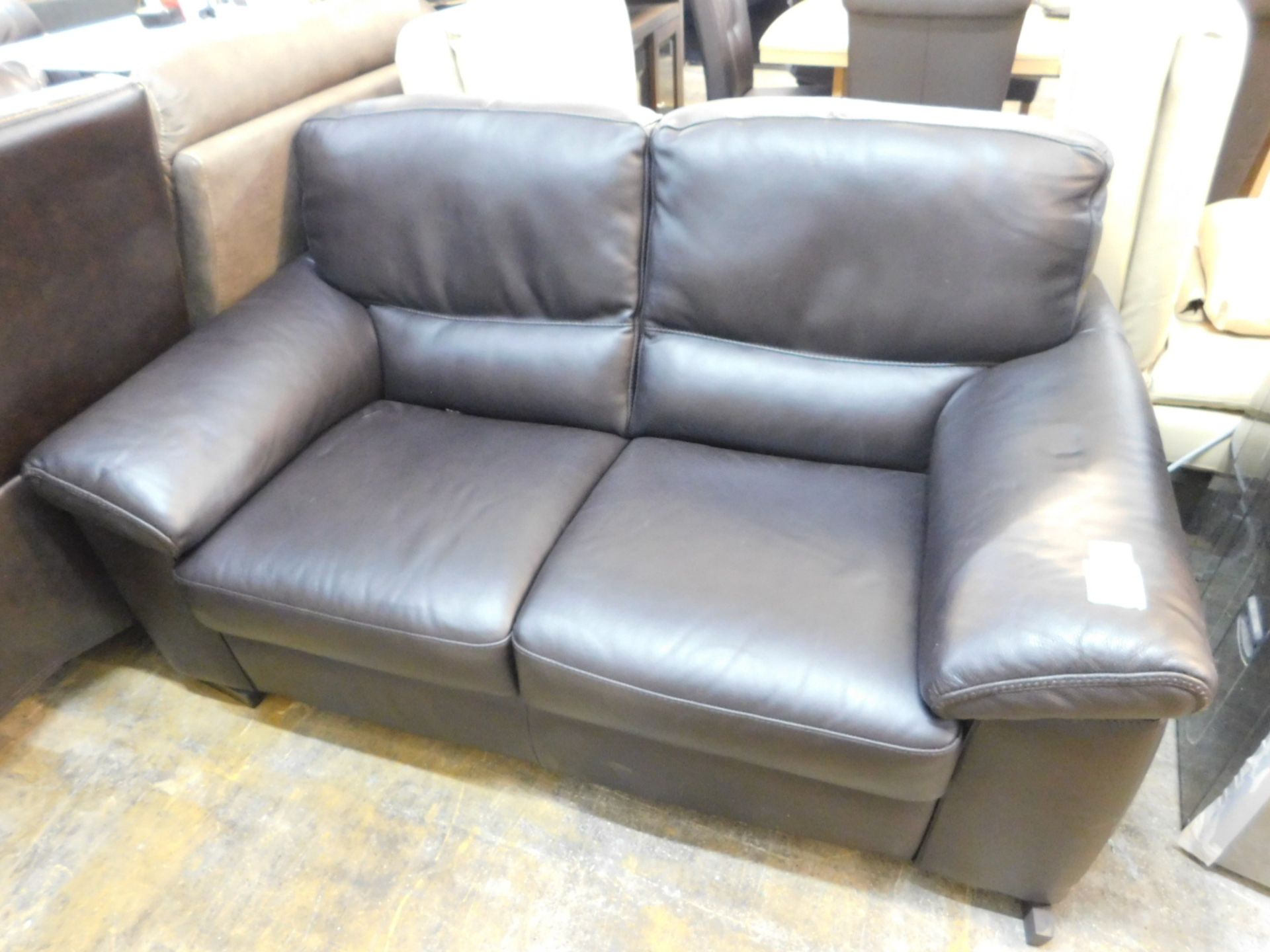 1 NATUZZI DESIGNER ITALIAN BROWN LEATHER 2STR LOVESEAT RRP Â£1199