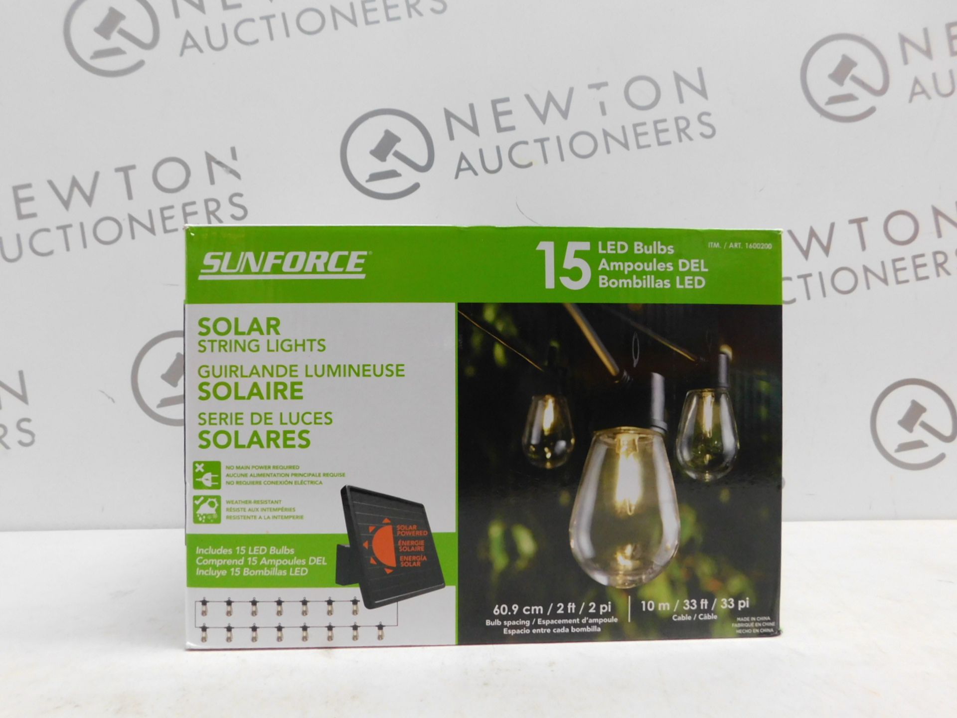 1 BOXED SUNFORCE 15 LED BULBS 10M SOLAR STRING LIGHTS RRP Â£49.99