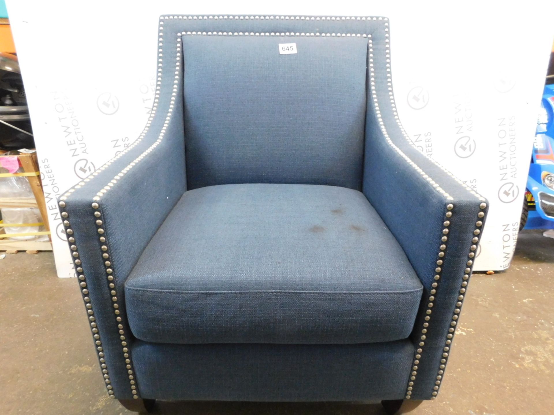 1 HOMEPOP EDWIN BLUE FABRIC ARM CHAIR RRP Â£249.99