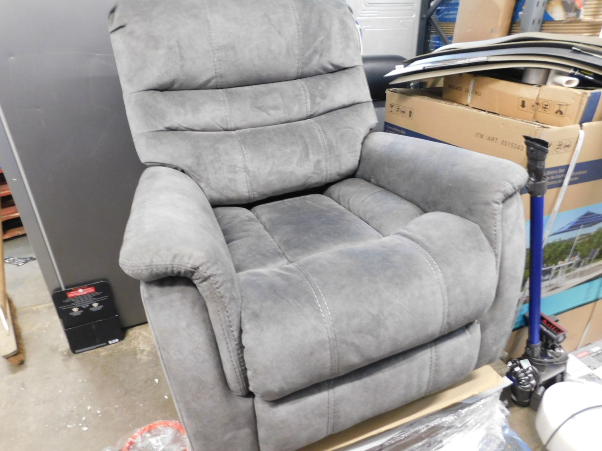 1 TRUE INNOVATIONS SILVER FABRIC SUEDE SWIVEL RECLINER RRP Â£299