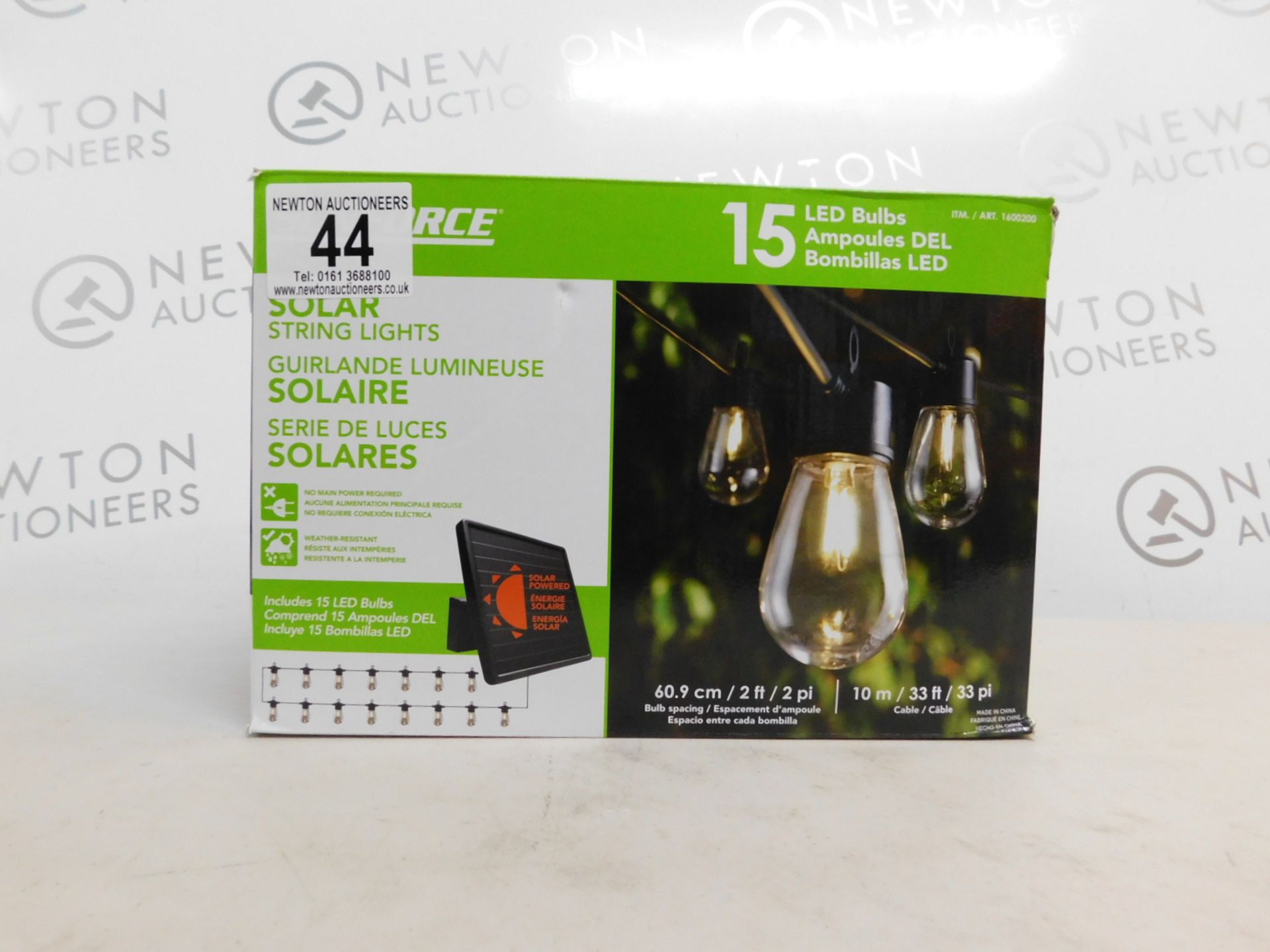 1 BOXED SUNFORCE 15 LED BULBS 10M SOLAR STRING LIGHTS RRP Â£49.99