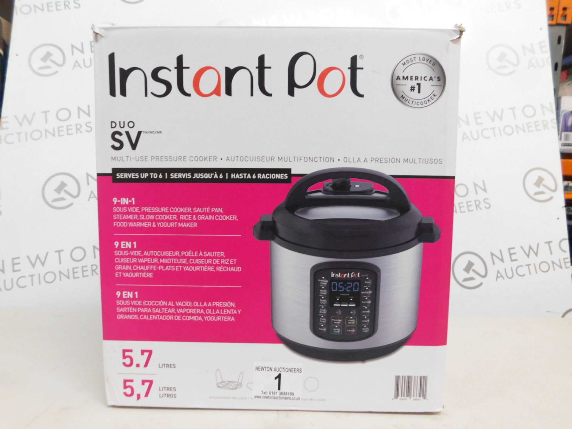 1 BOXED INSTANT POT IP-DUO60 7 IN 1 MULT-FUNCTIONAL COOKER RRP Â£159.99