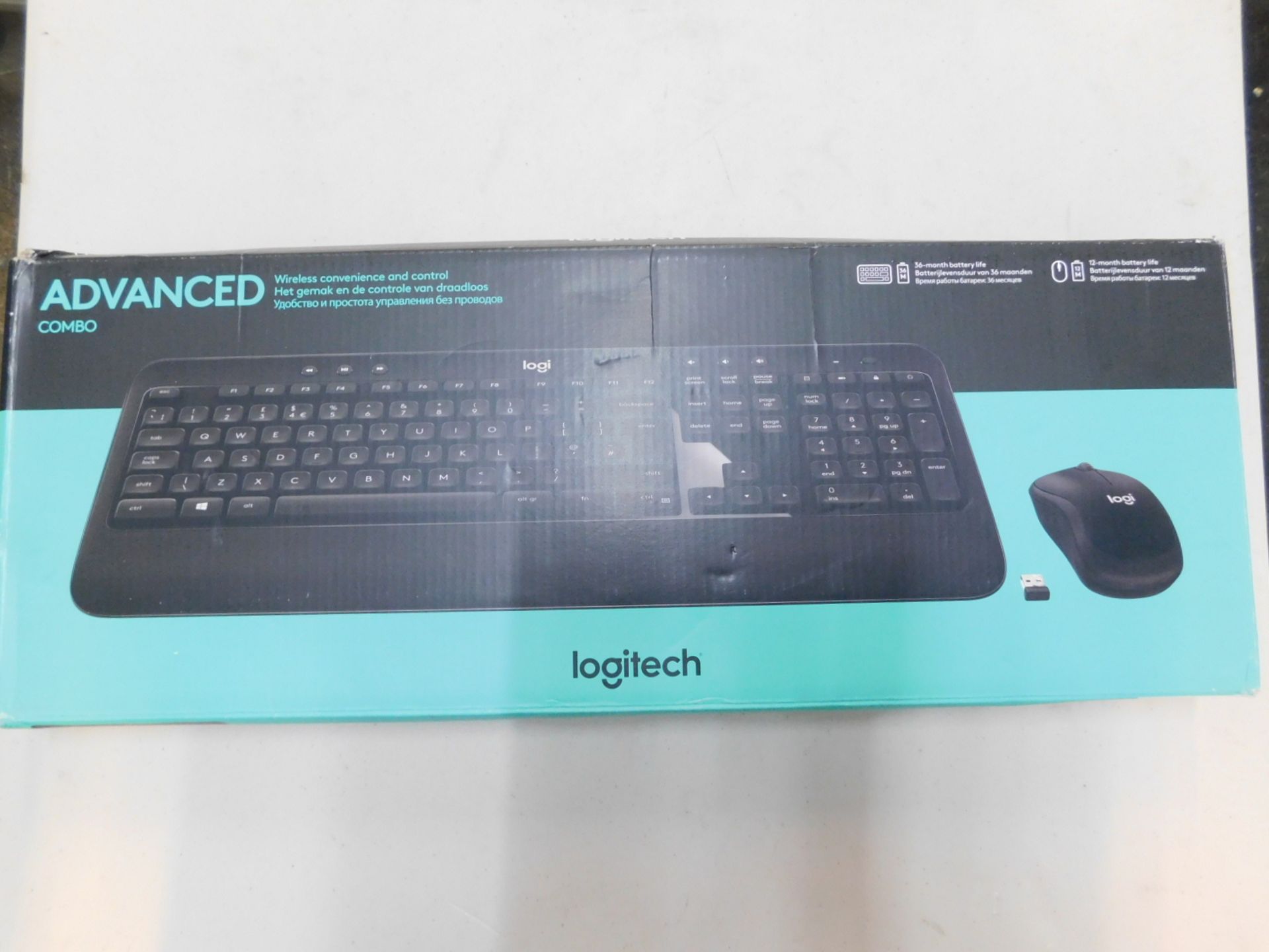 1 BOXED LOGITECH ADVANCED COMBO WIRELESS KEYBOARD AND MOUSE RRP Â£39.99