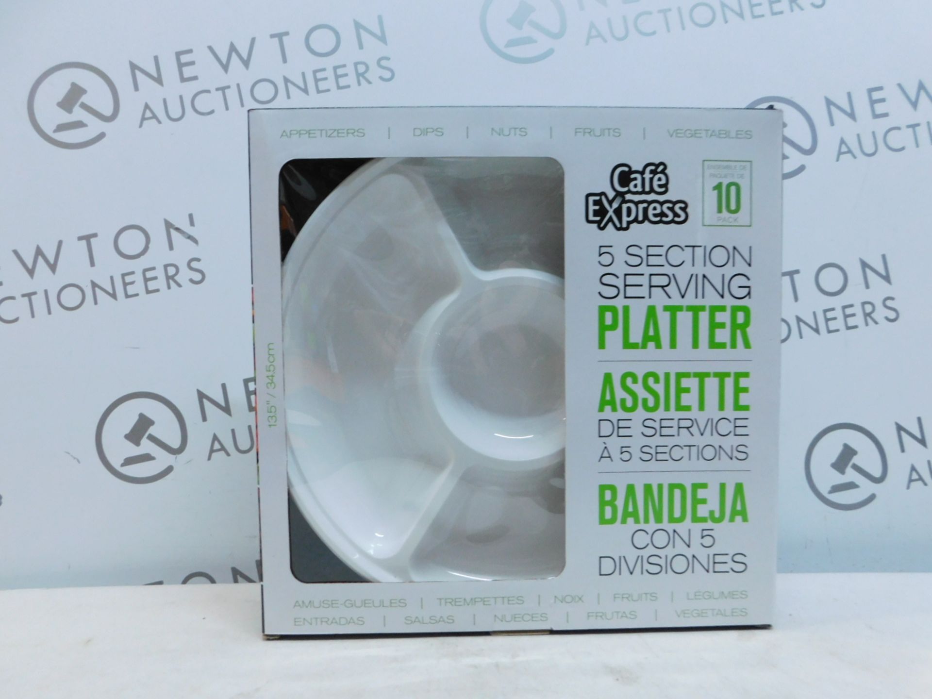 1 BRAND NEW BOXED CAFE EXPRESS 10PK WHITE PLASTIC 5 SECTION SERVING PLATTER RRP Â£14.99