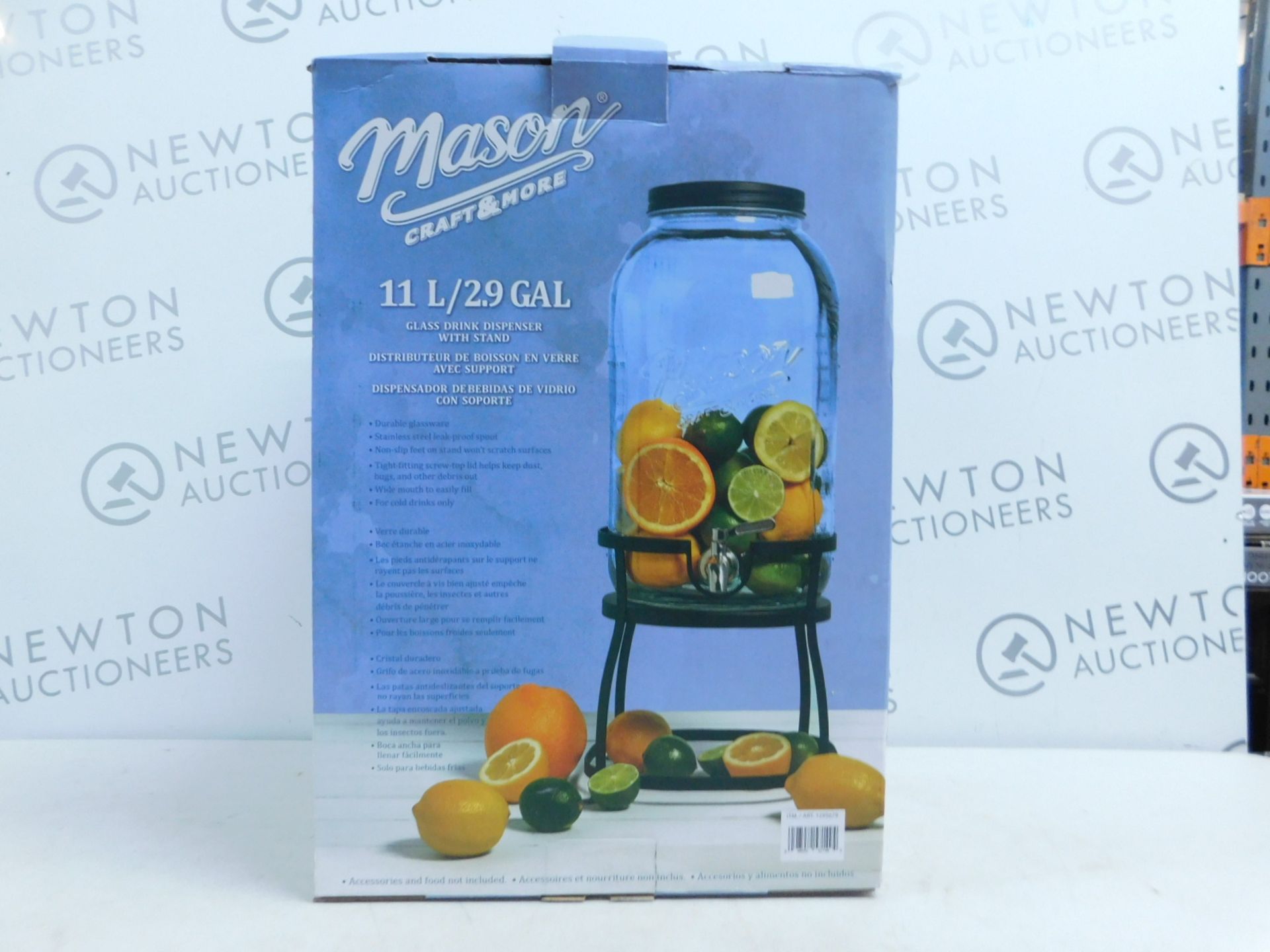 1 BOXED AMERICANA MASON CRAFT & MORE 11L GLASS DRINKS DISPENSER RRP Â£49.99