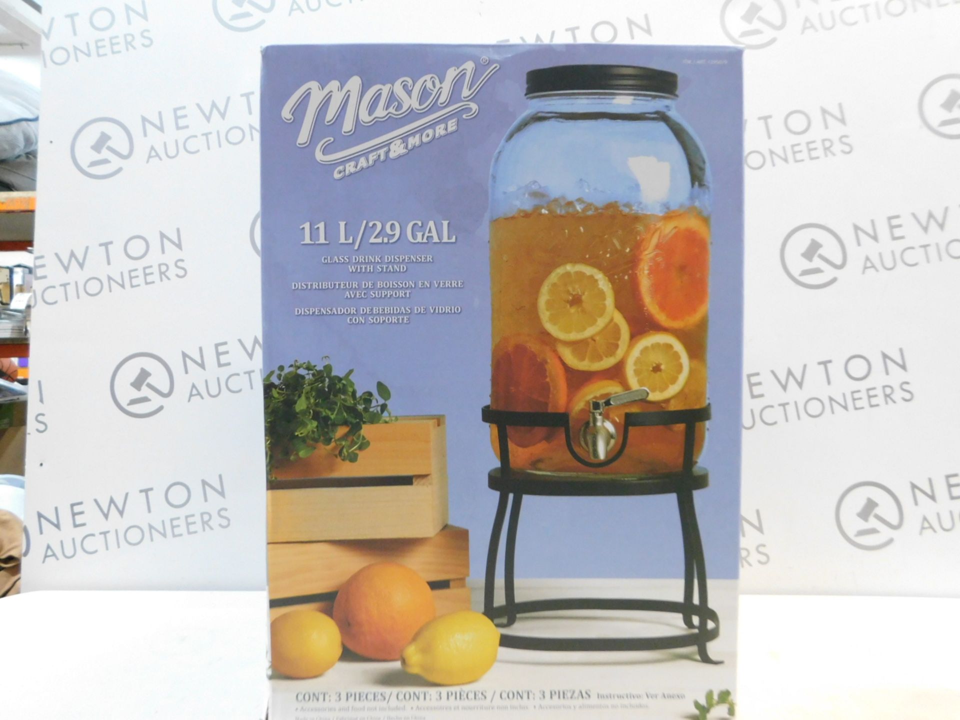 1 BOXED AMERICANA MASON CRAFT & MORE 11L GLASS DRINKS DISPENSER RRP Â£49.99