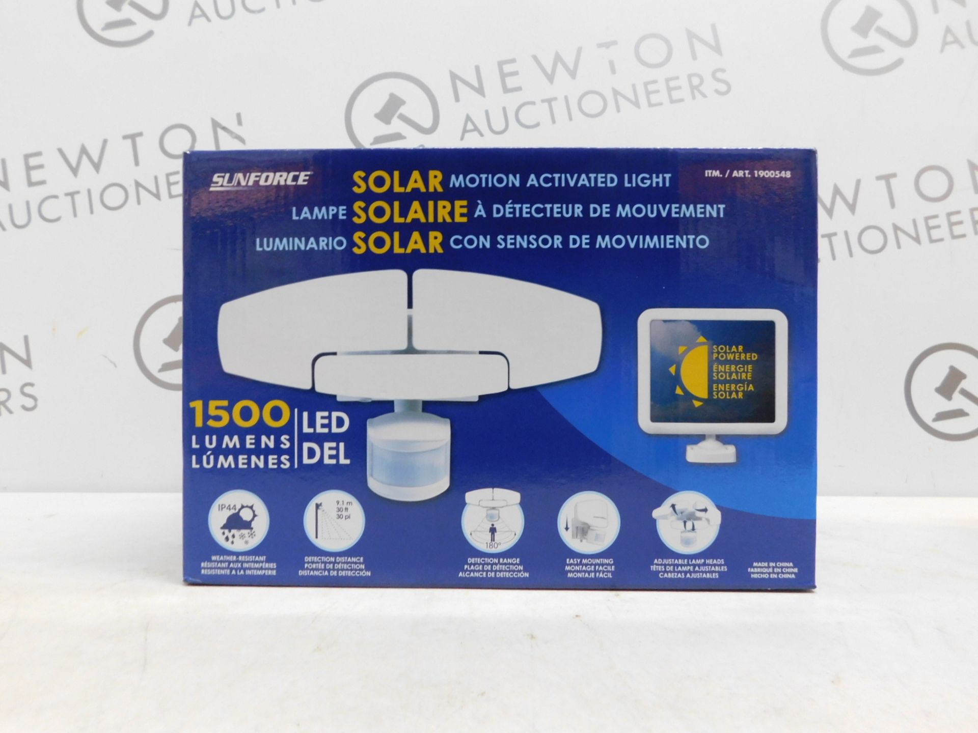 1 BOXED SUNFORCE 1500 LUMEN LED TRIPLE HEAD SOLAR MOTION ACTIVATED SECURITY RRP £49.99