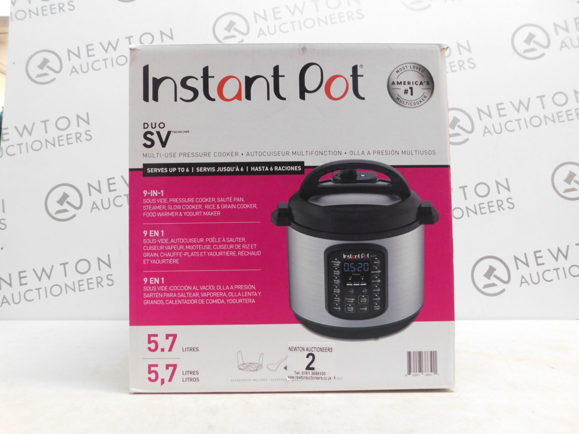 1 BOXED INSTANT POT DUO SV 9 IN 1 ELECTRIC PRESSURE COOKER 5.7L RRP £115