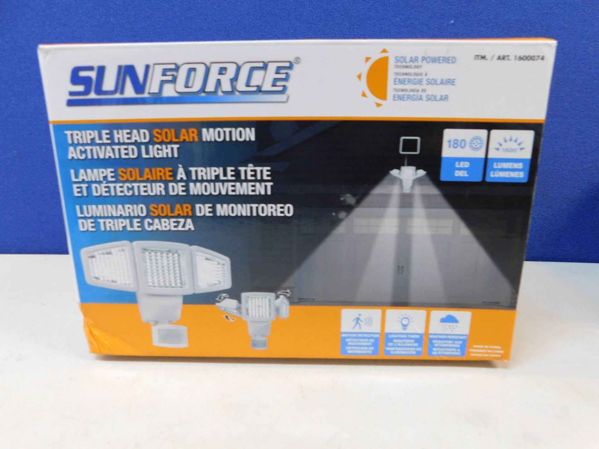 1 BOXED SUNFORCE 150 LED TRIPLE HEAD SOLAR MOTION ACTIVATED LIGHT RRP £79.99