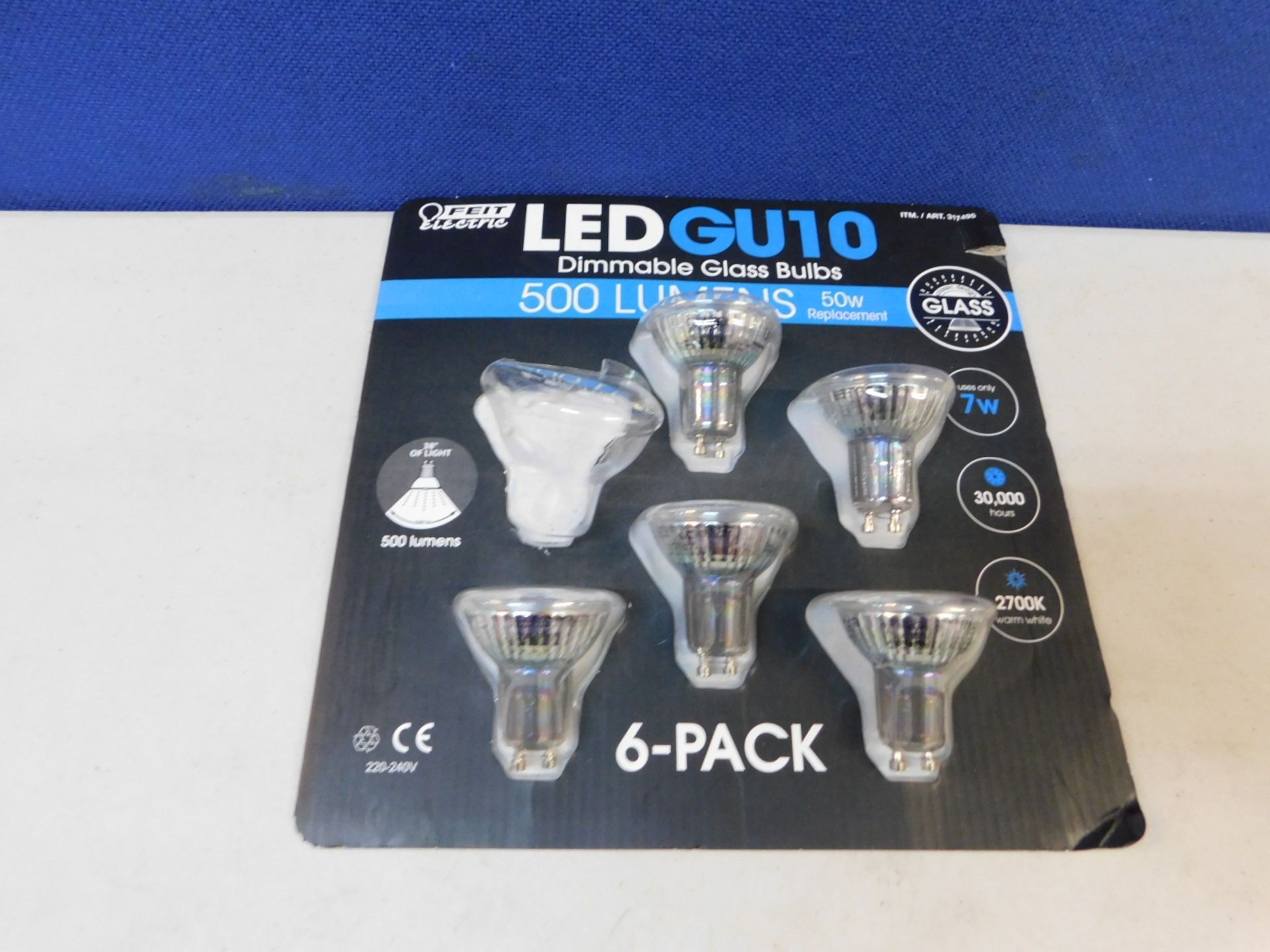 1 PACK OF 5 FEIT ELECTRIC GU10 LED DIMMABLE 50W REPLACEMENT BULBS RRP £29.99