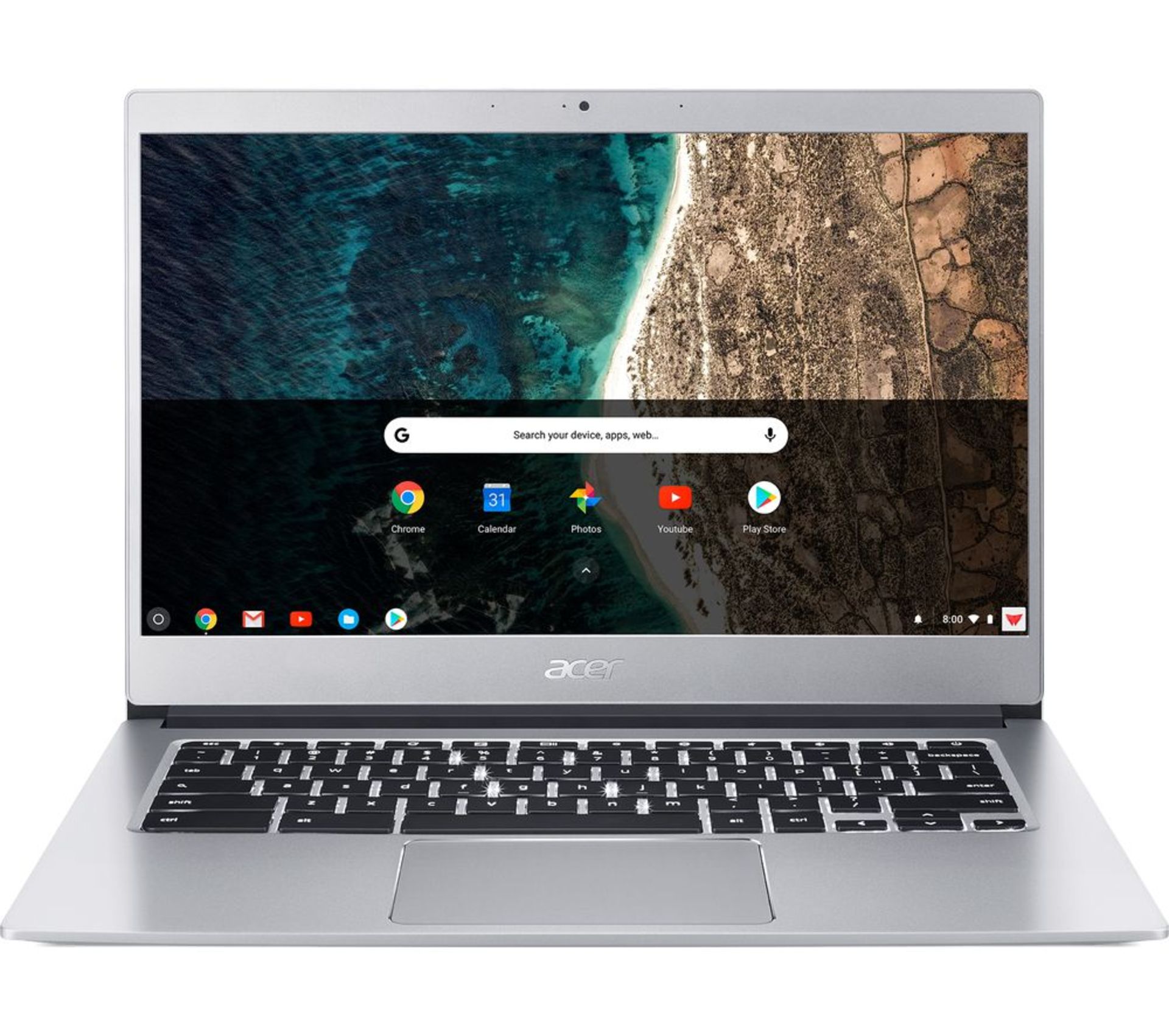 1 BOXED ACER CHROMEBOOK 14" CB314-1H-GC35, PURE SILVER FULL HD, INTEL CELERON N4000, INTEL UHD