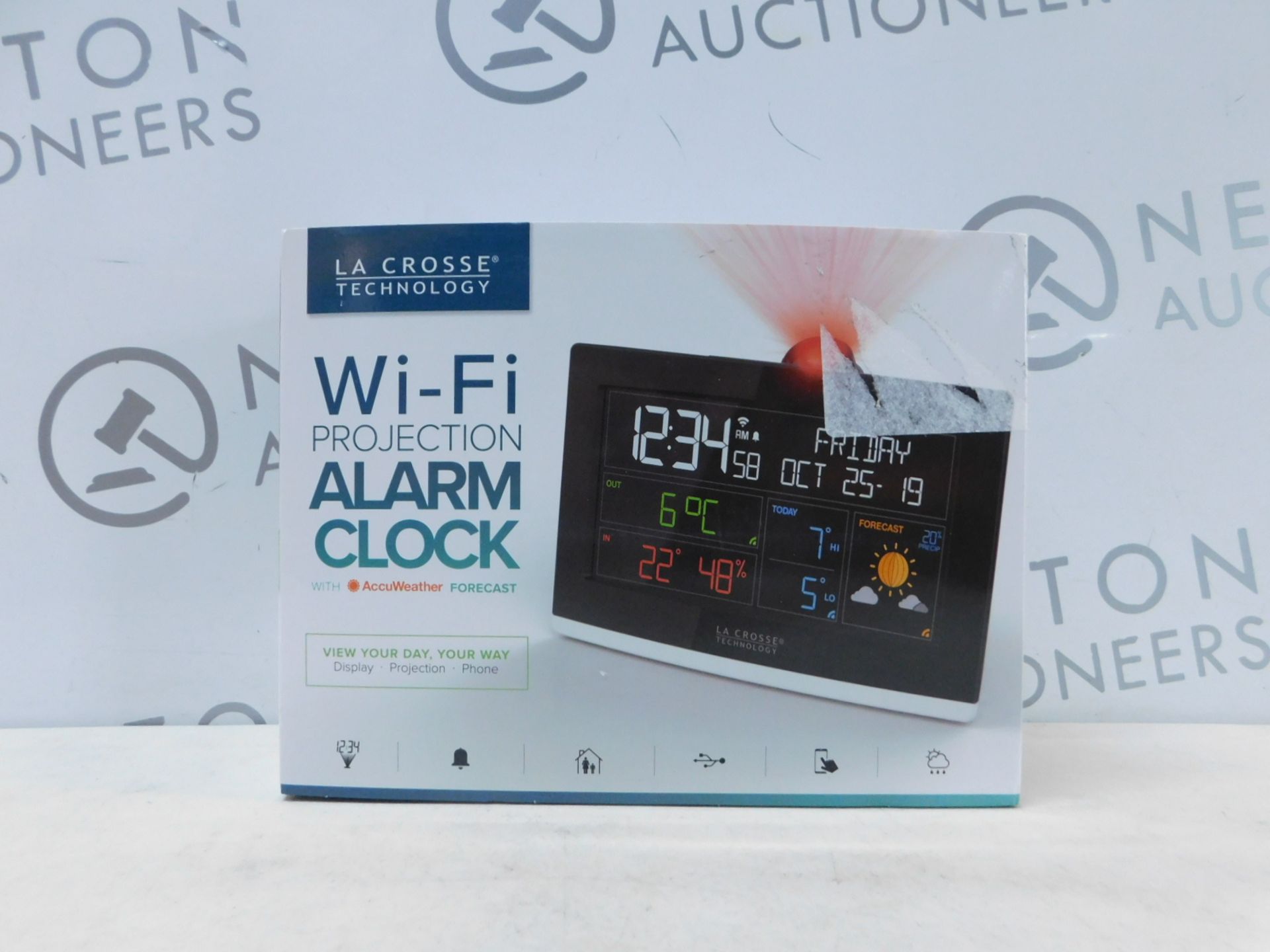 1 BOXED LA CROSSE TECHNOLOGY WI-FI PROJECTION ALARM CLOCK RRP Â£49.99