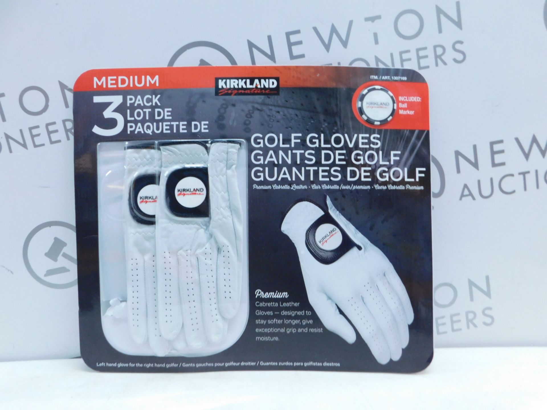 1 PACK OF 2 KIRKLAND SIGNATURE PREMIUM GOLF GLOVES SIZE MEDIUM WITH BALL MARKER RRP Â£19.99