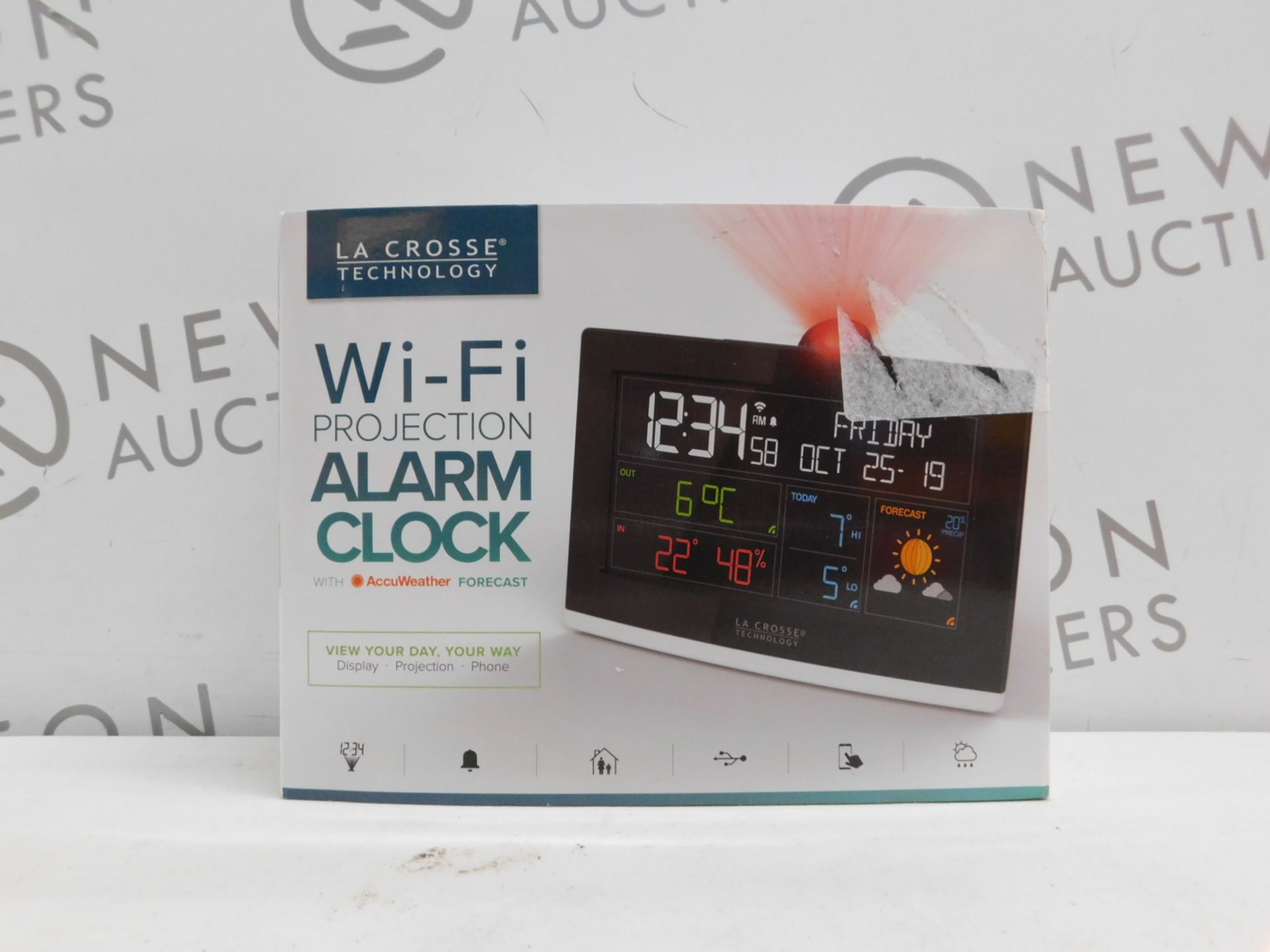 1 BOXED LA CROSSE TECHNOLOGY WI-FI PROJECTION ALARM CLOCK RRP Â£49.99