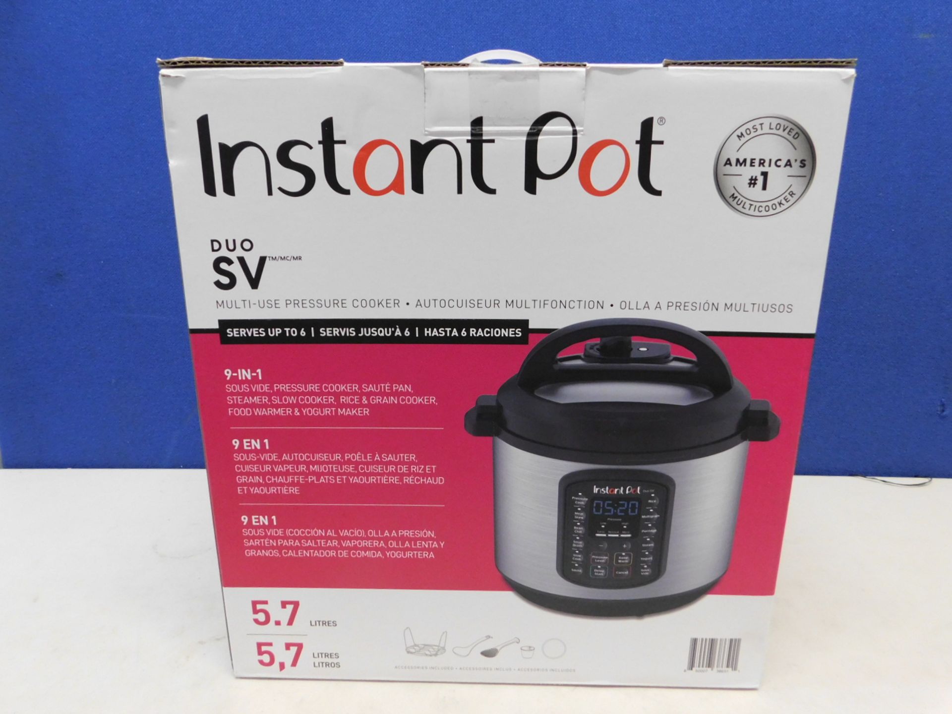 1 BOXED INSTANT POT IP-DUO60 7 IN 1 MULT-FUNCTIONAL COOKER RRP Â£159.99