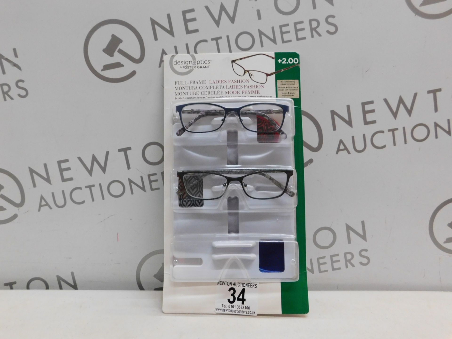 1 PACK OF DESIGN OPTICS READING GLASSES IN +2.00 STRENGTH RRP Â£19.99