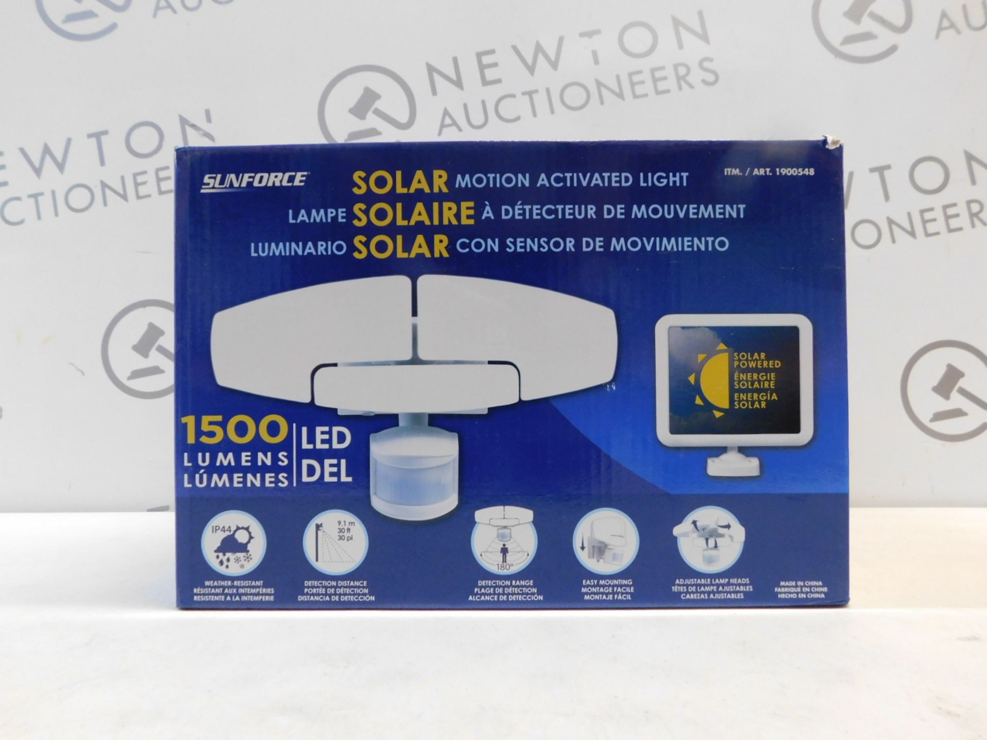 1 BOXED SUNFORCE 1500 LUMEN LED TRIPLE HEAD SOLAR MOTION ACTIVATED SECURITY RRP Â£49.99